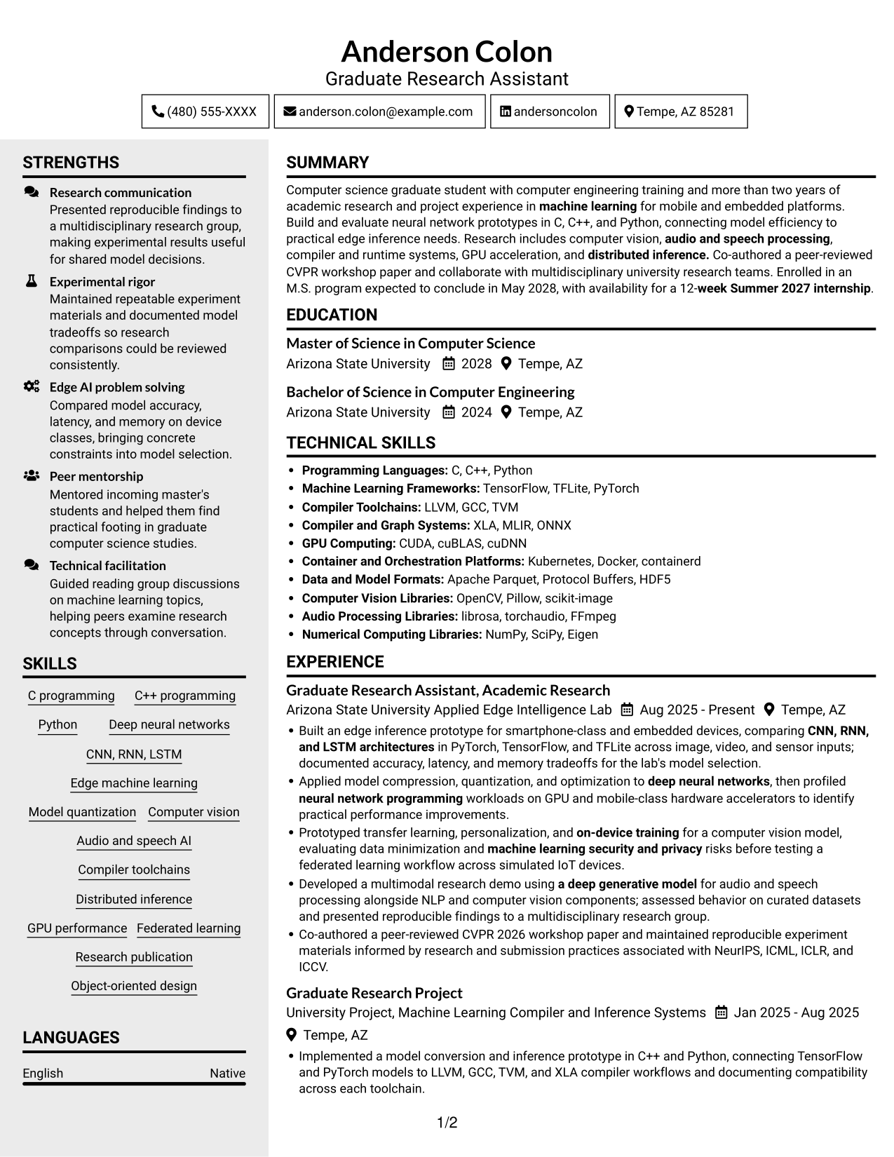 Resume example — page 1