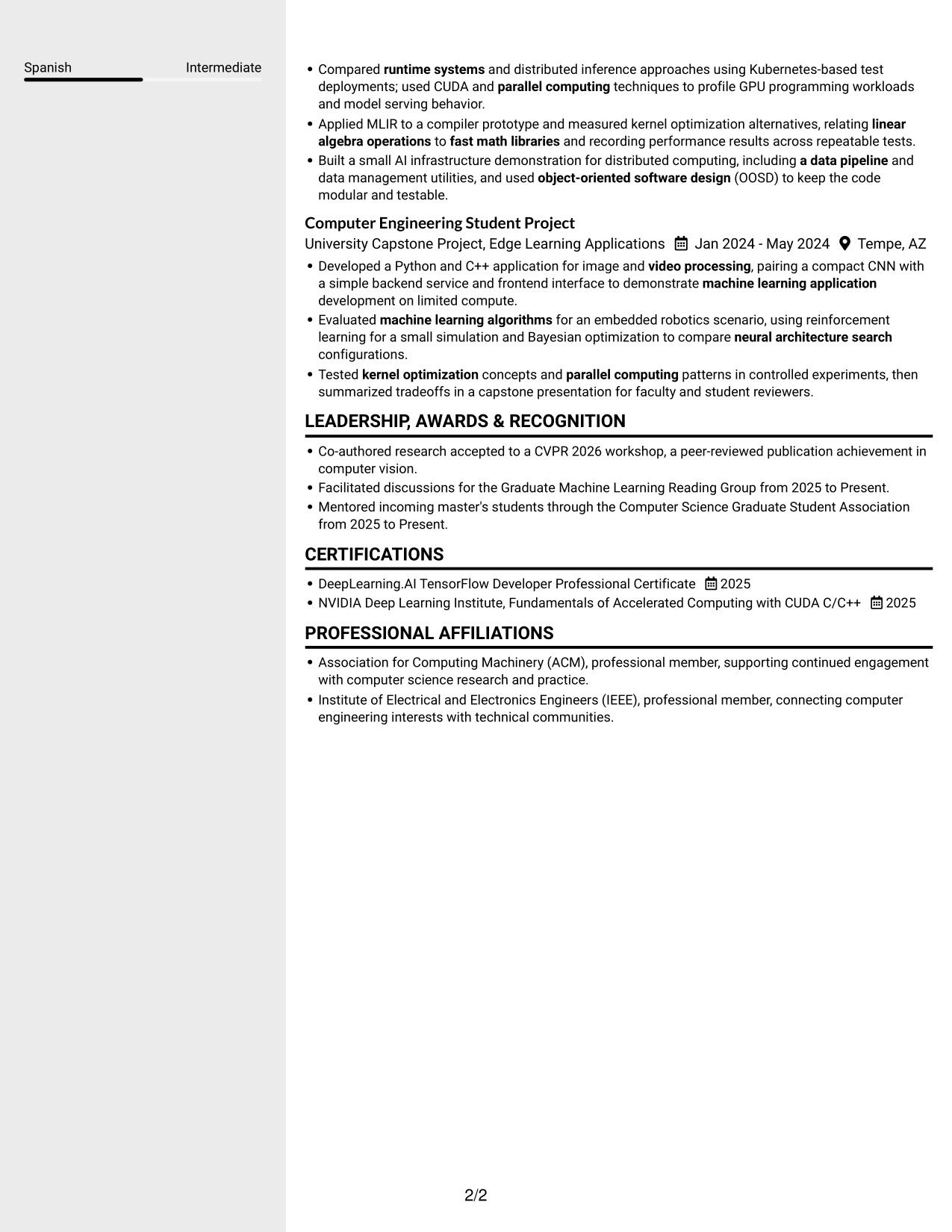 Resume example — page 2