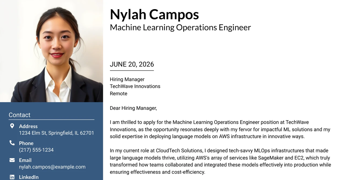 30+ Machine Learning Operations Engineer Cover Letter Templates with Example 2026
