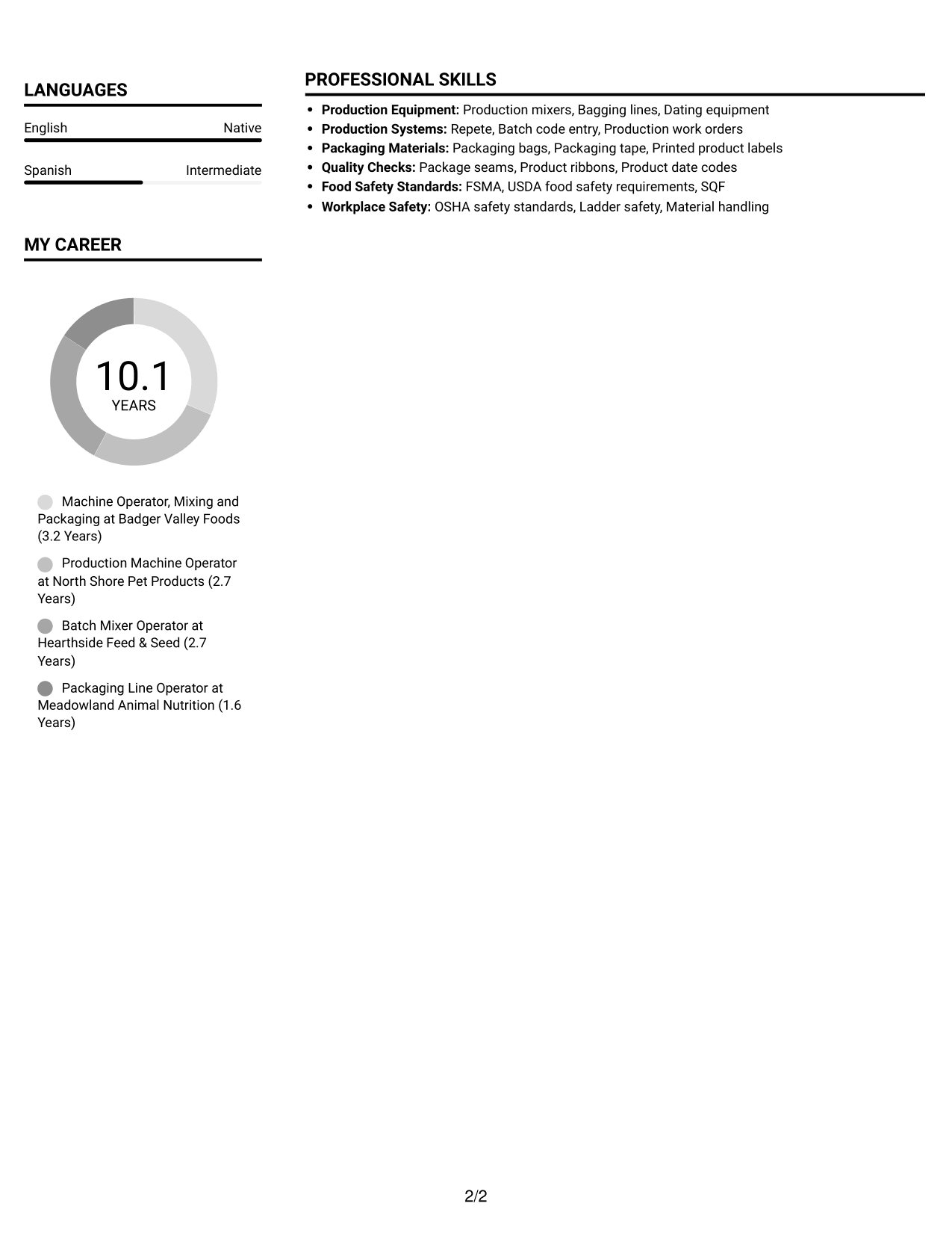 Resume example — page 2