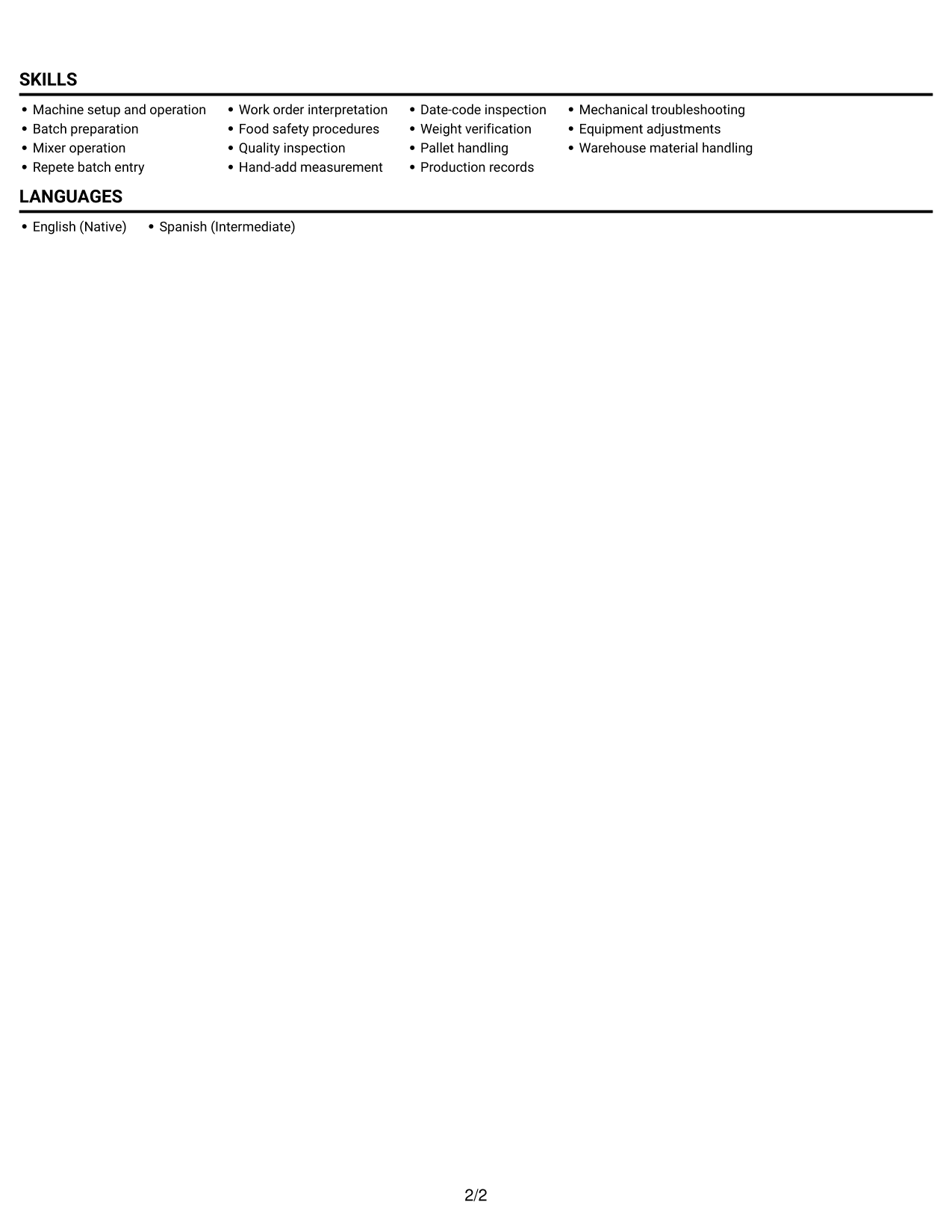 Resume example — page 2