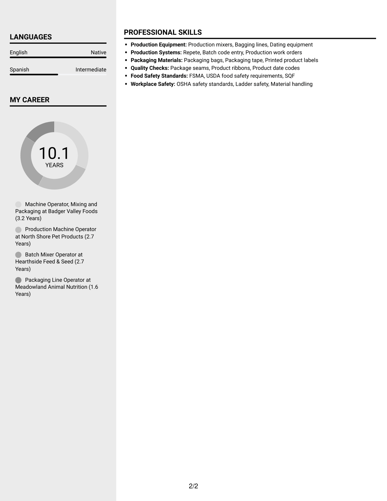 Resume example — page 2
