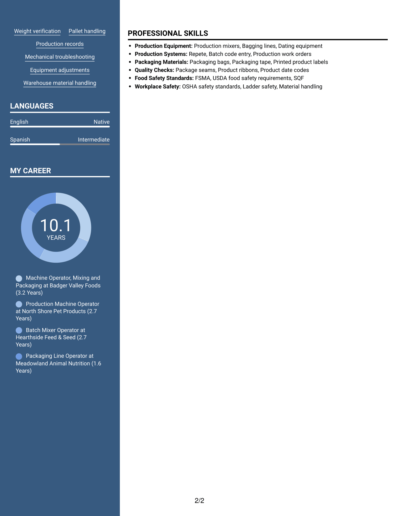 Resume example — page 2