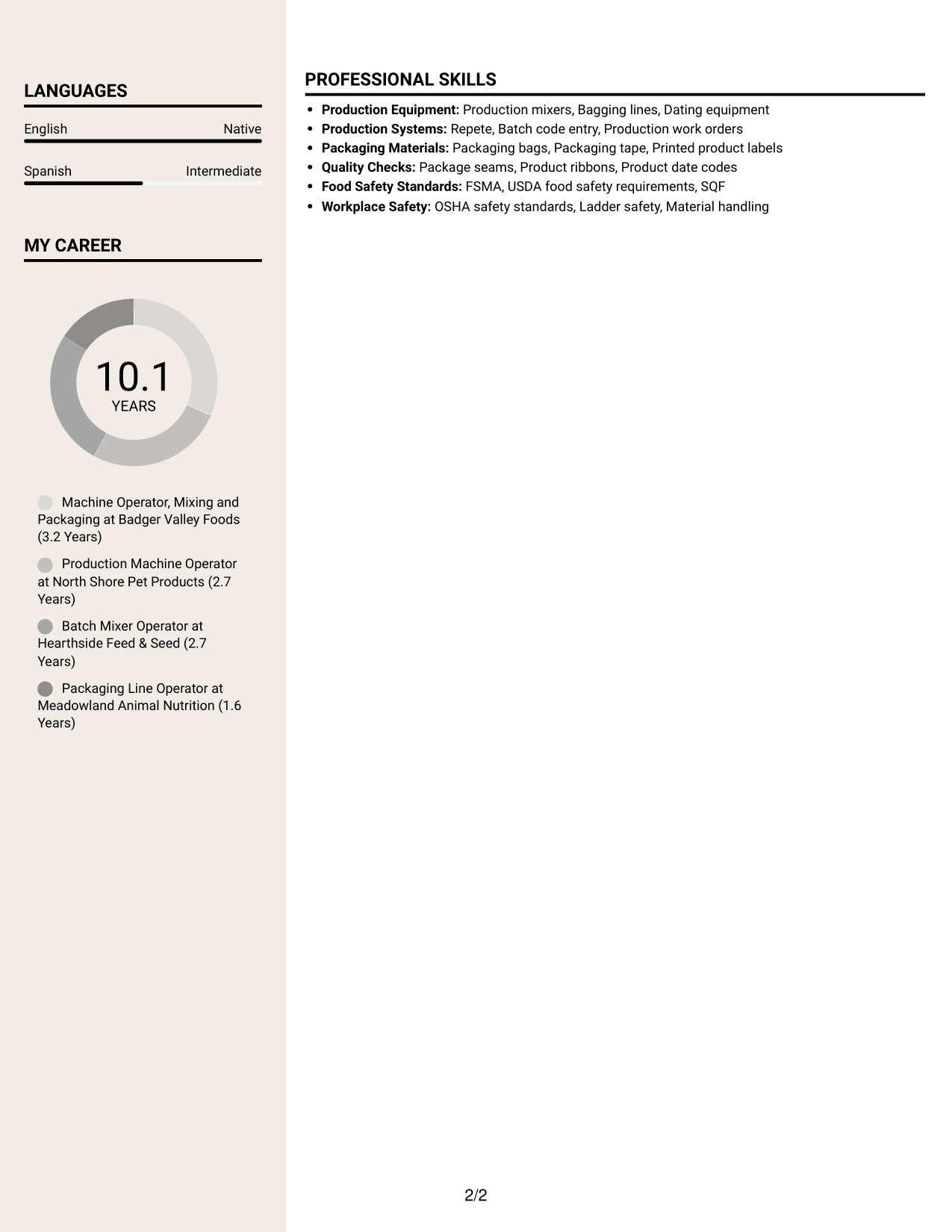 Resume example — page 2