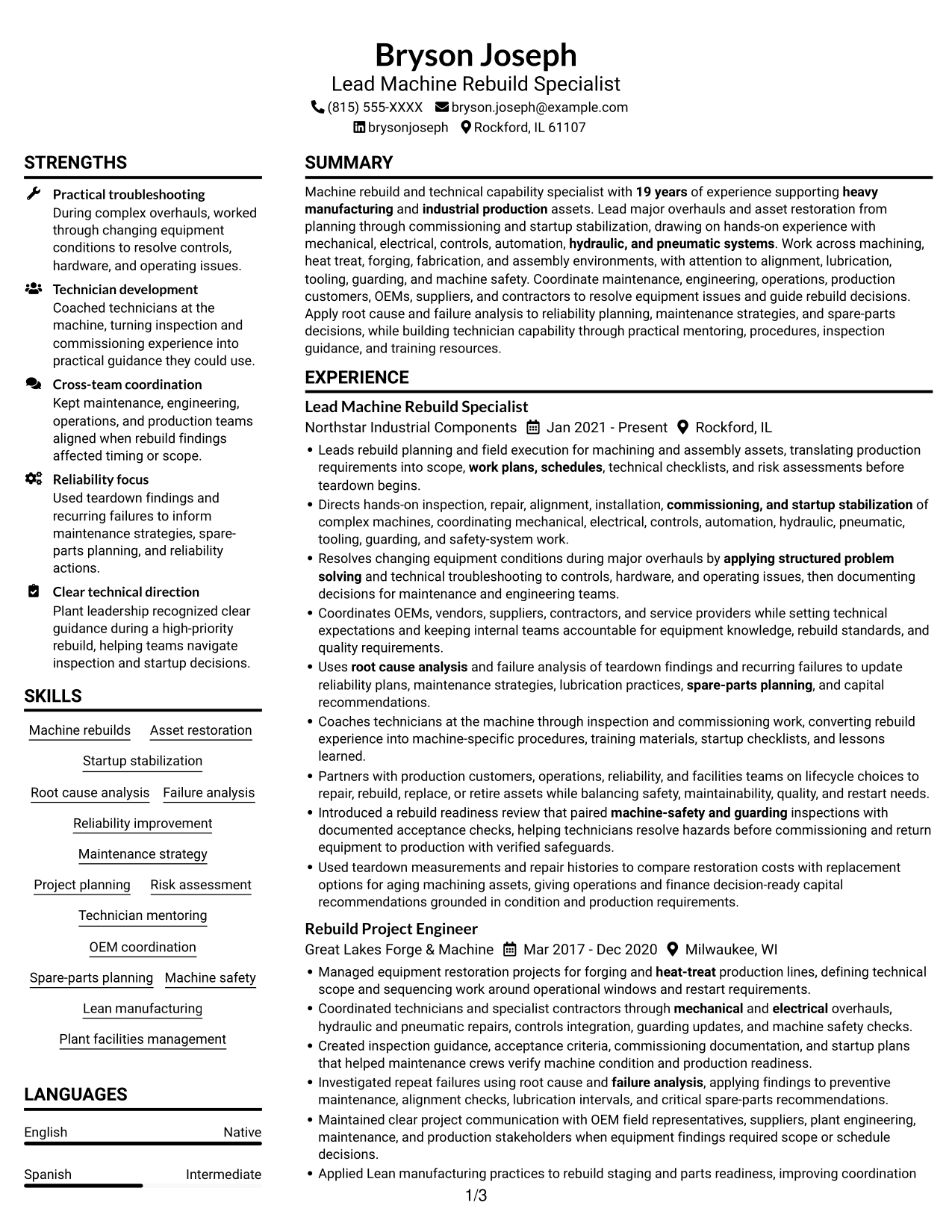 Resume example — page 1