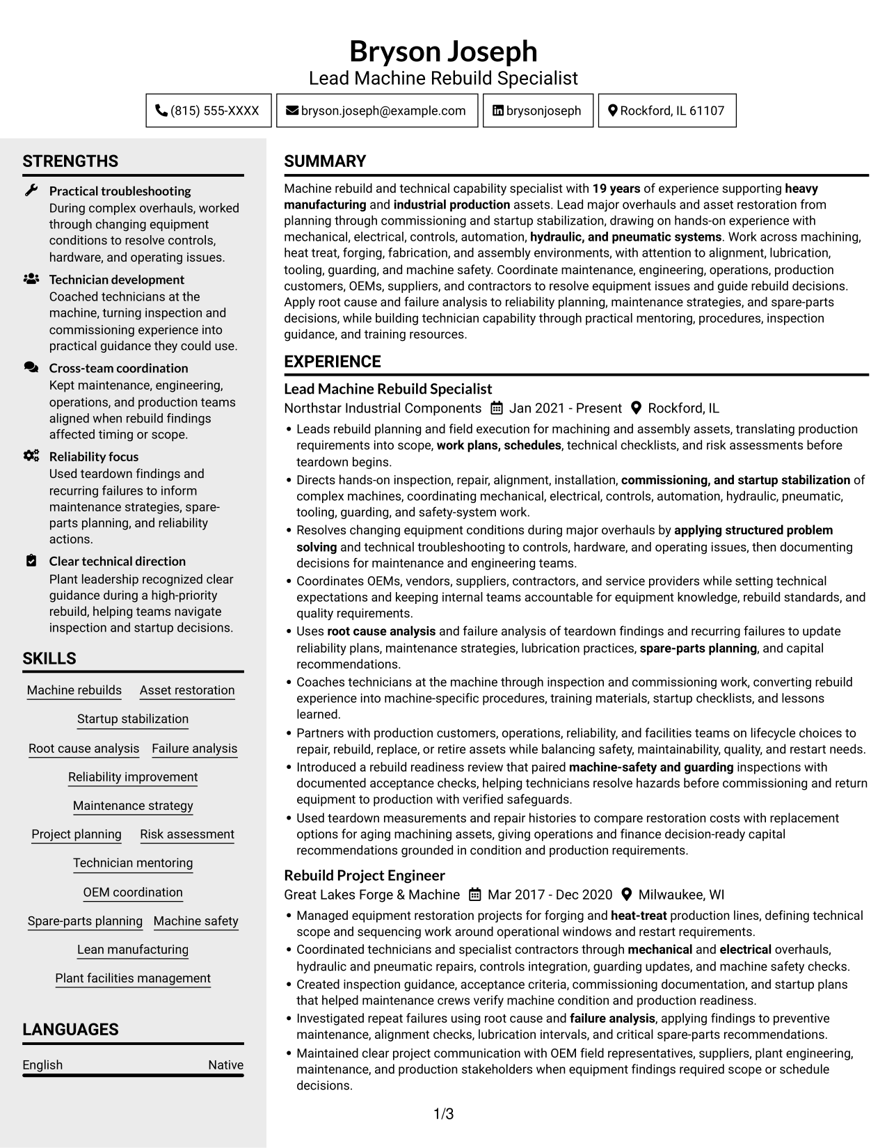 Resume example — page 1