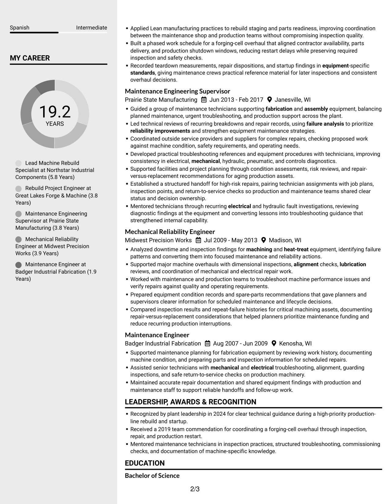 Resume example — page 2