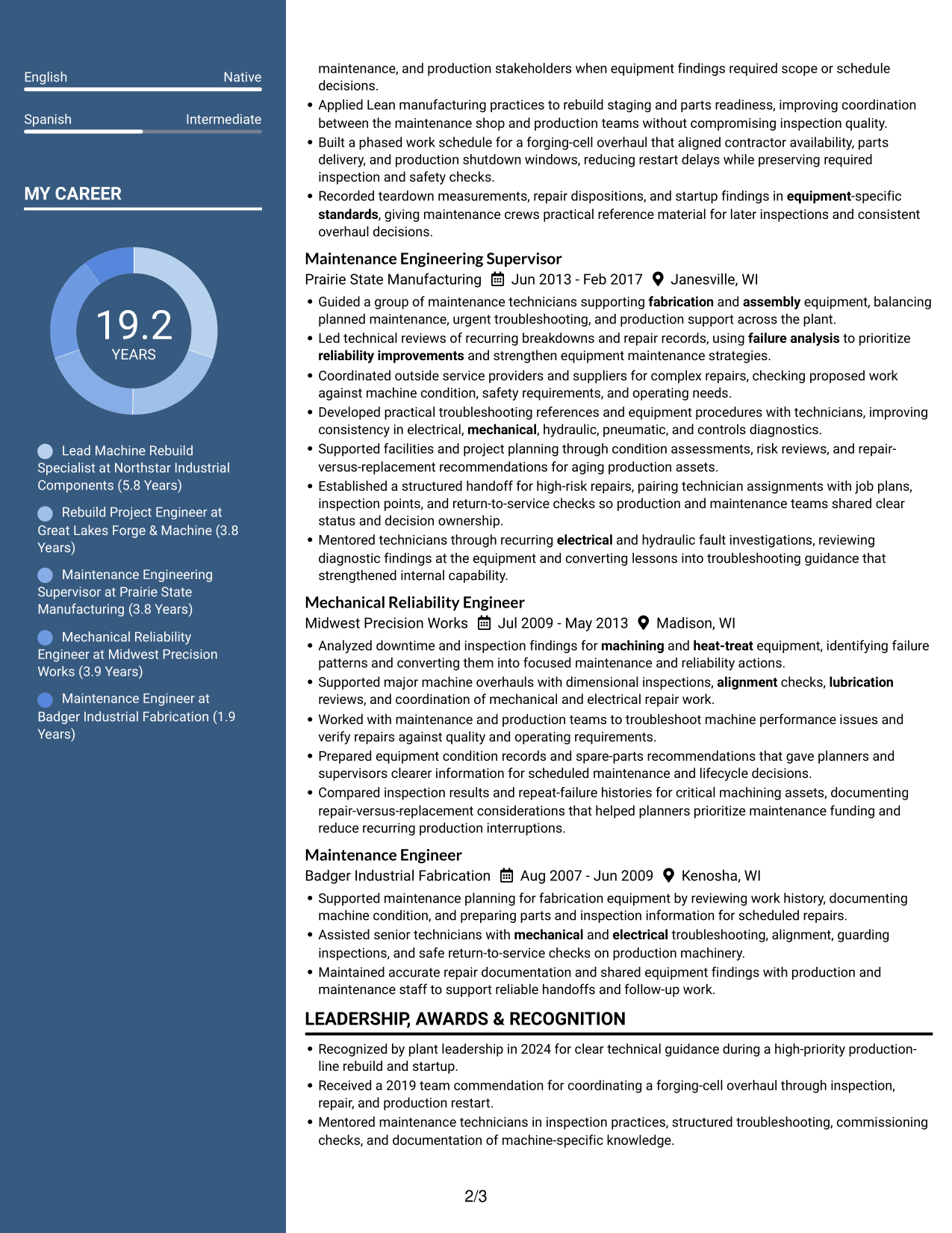 Resume example — page 2
