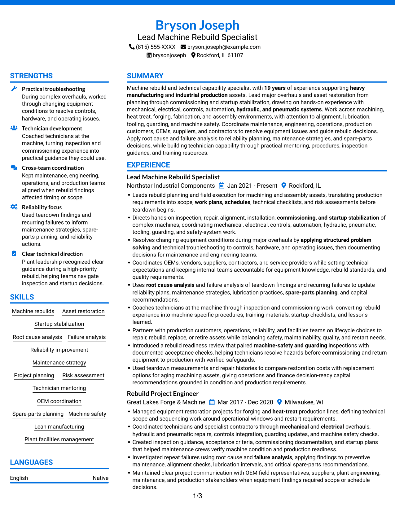 Resume example — page 1