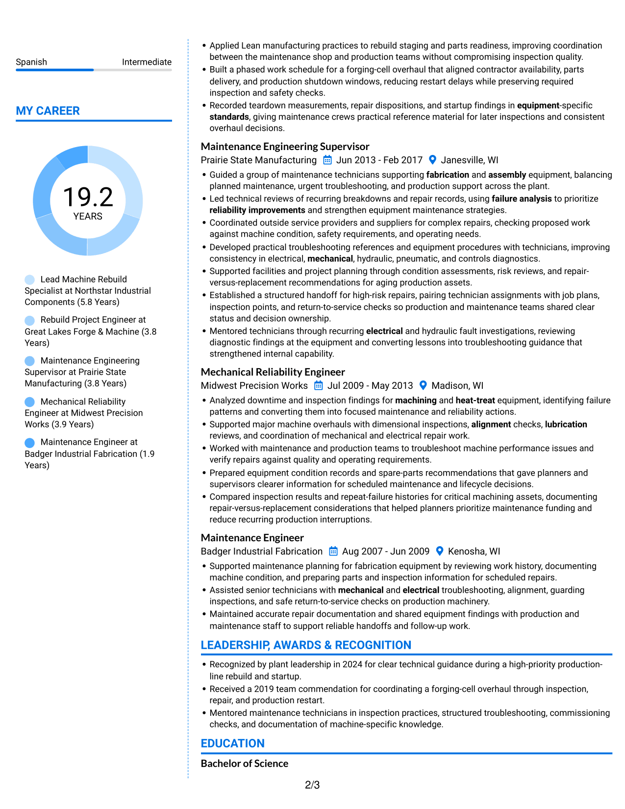 Resume example — page 2