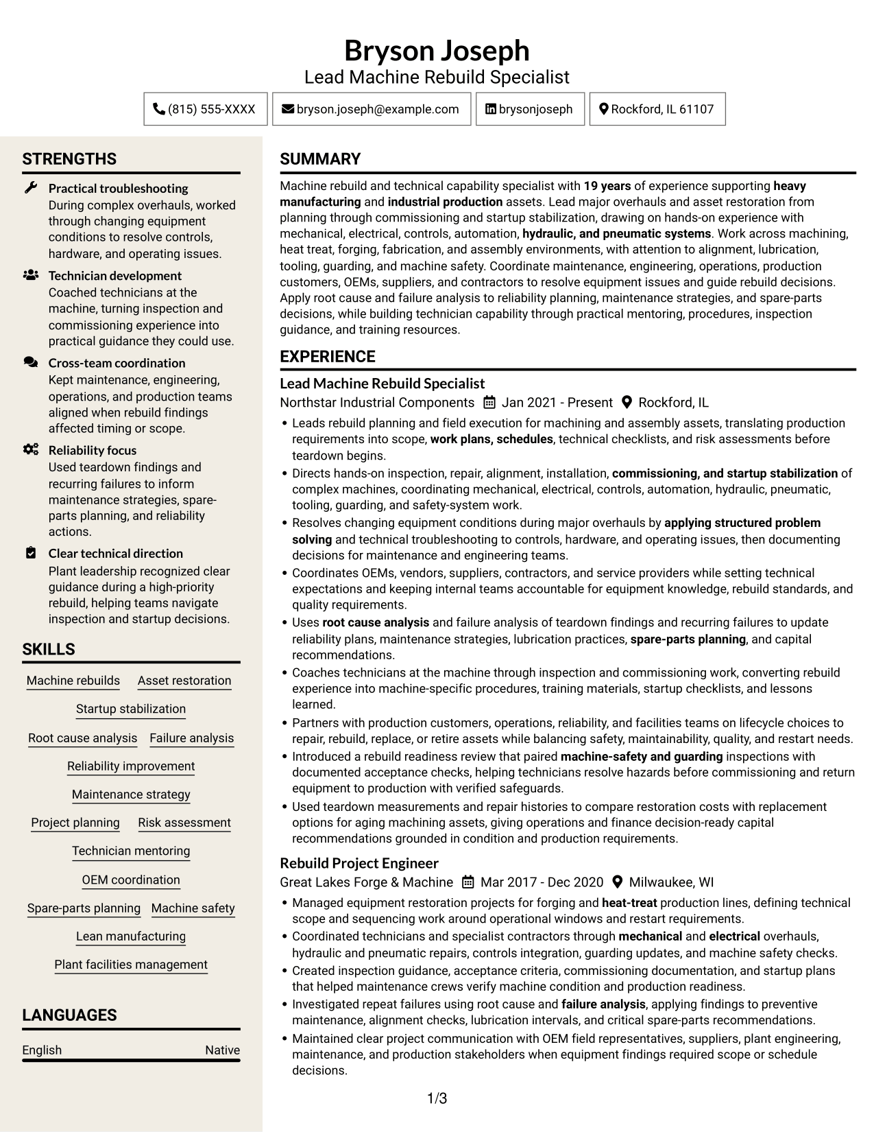 Resume example — page 1