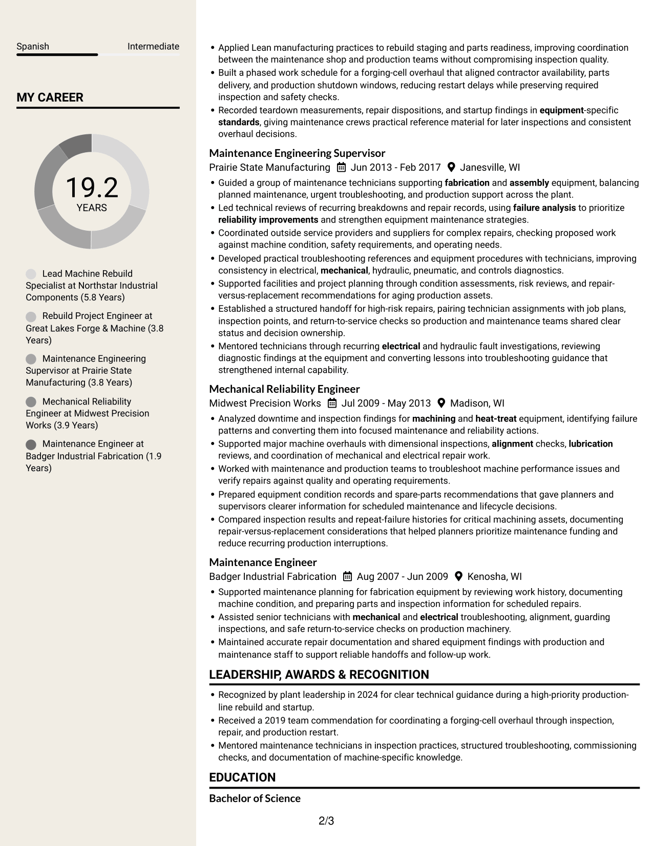 Resume example — page 2