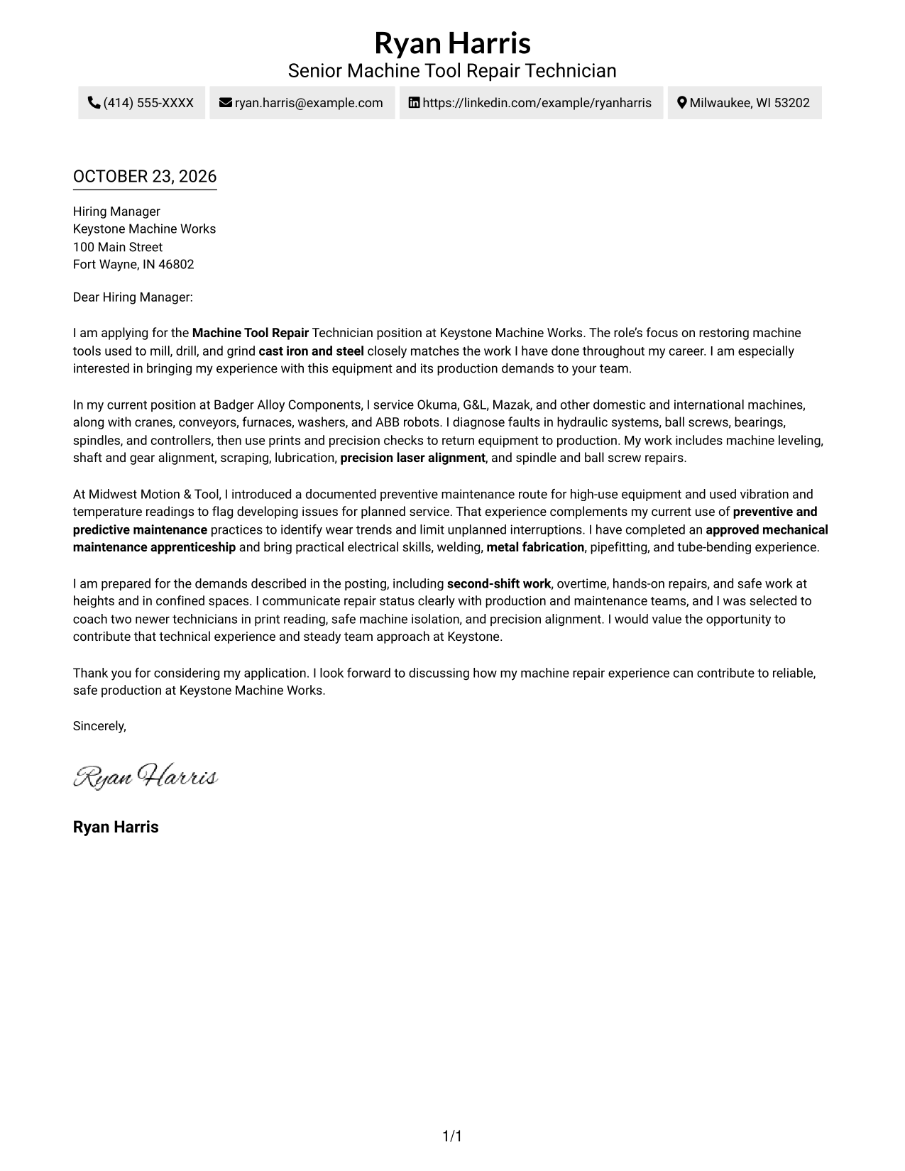 Cover letter example — page 1