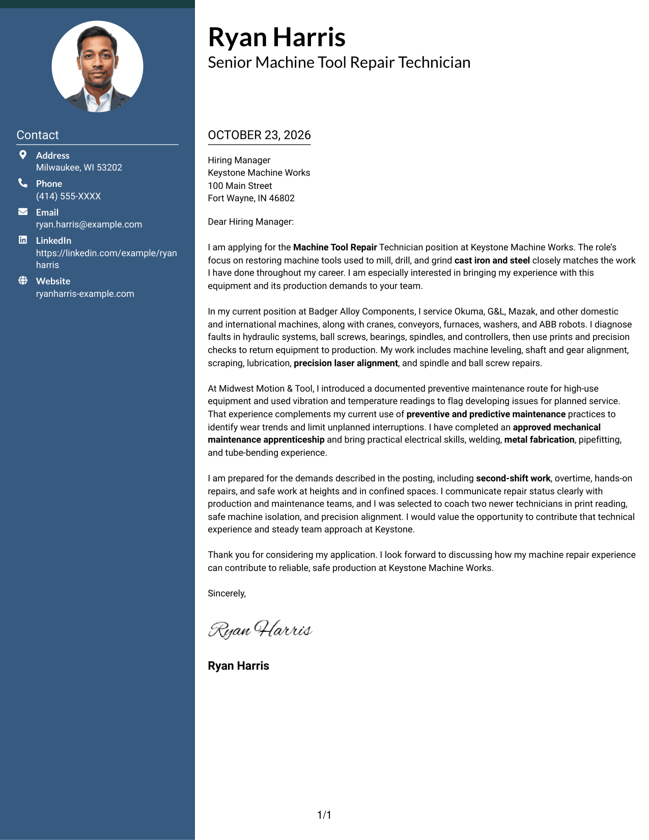 Cover letter example — page 1