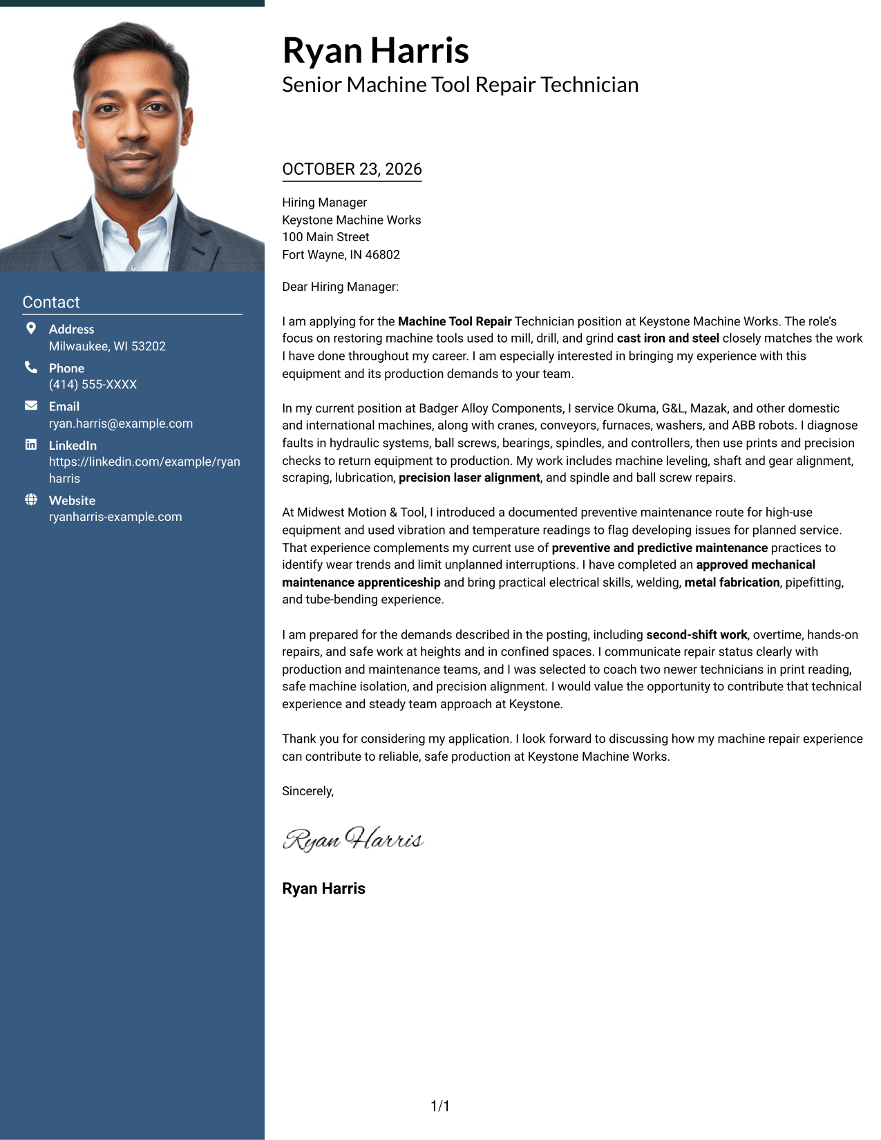 Cover letter example — page 1