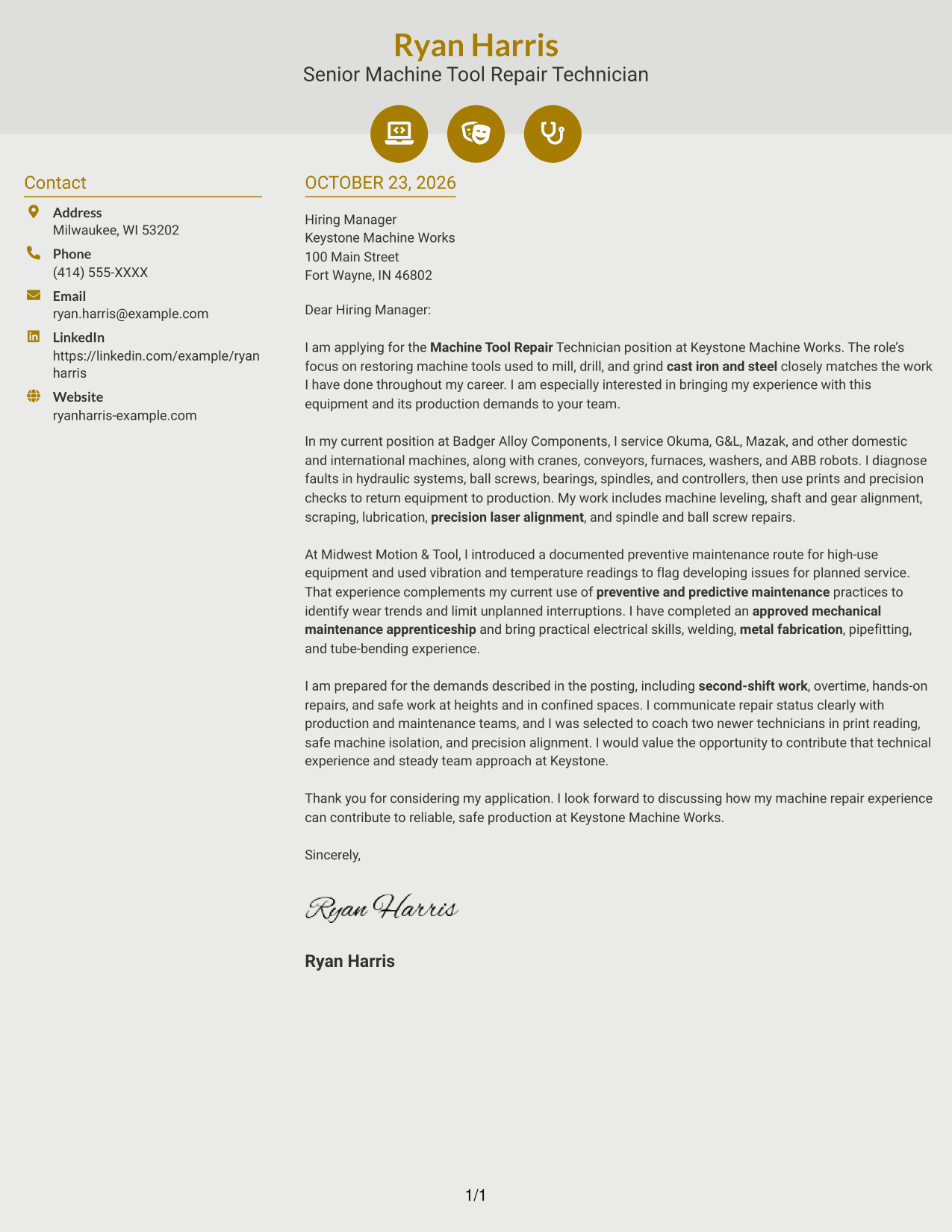 Cover letter example — page 1