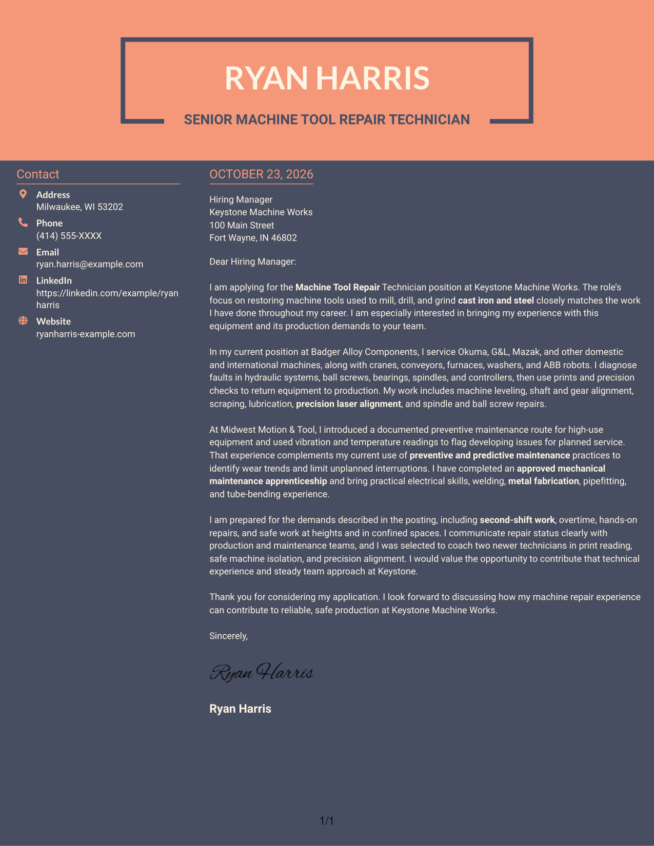 Cover letter example — page 1