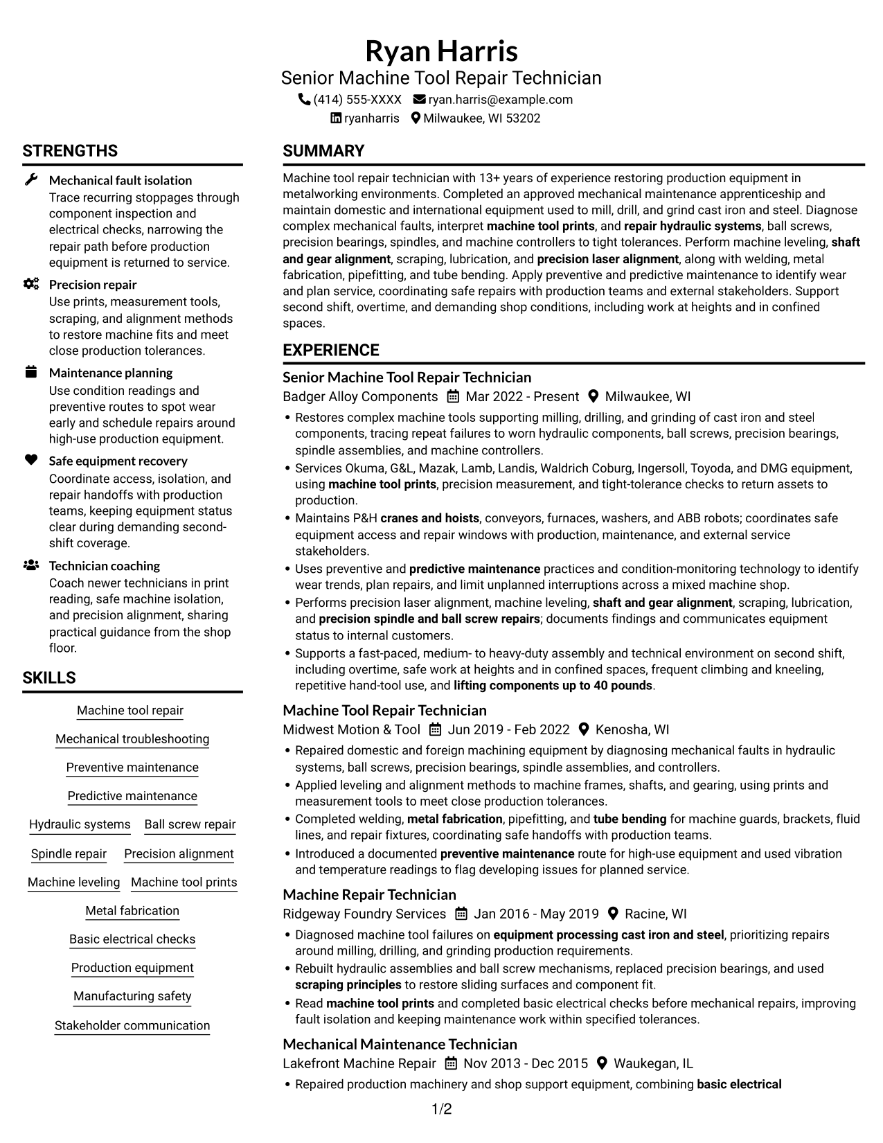 Resume example — page 1