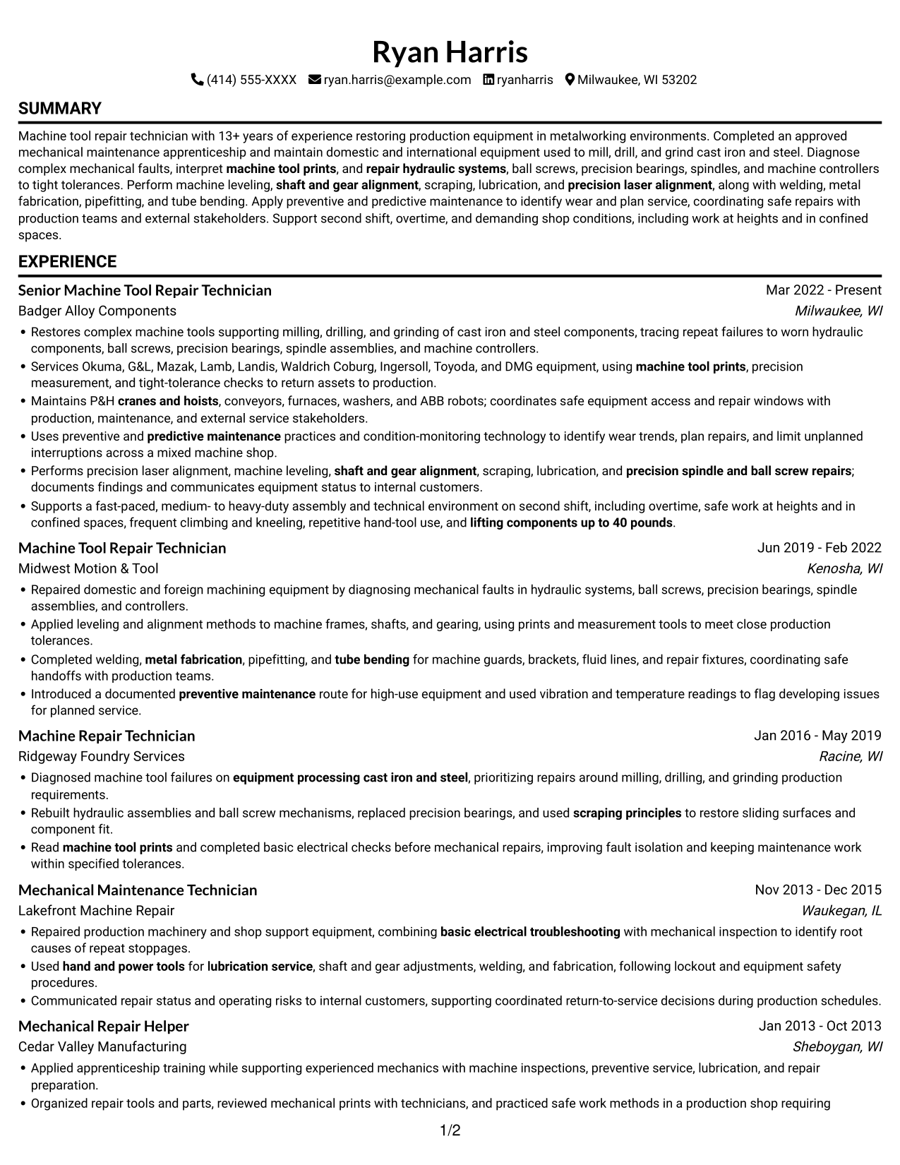 Resume example — page 1