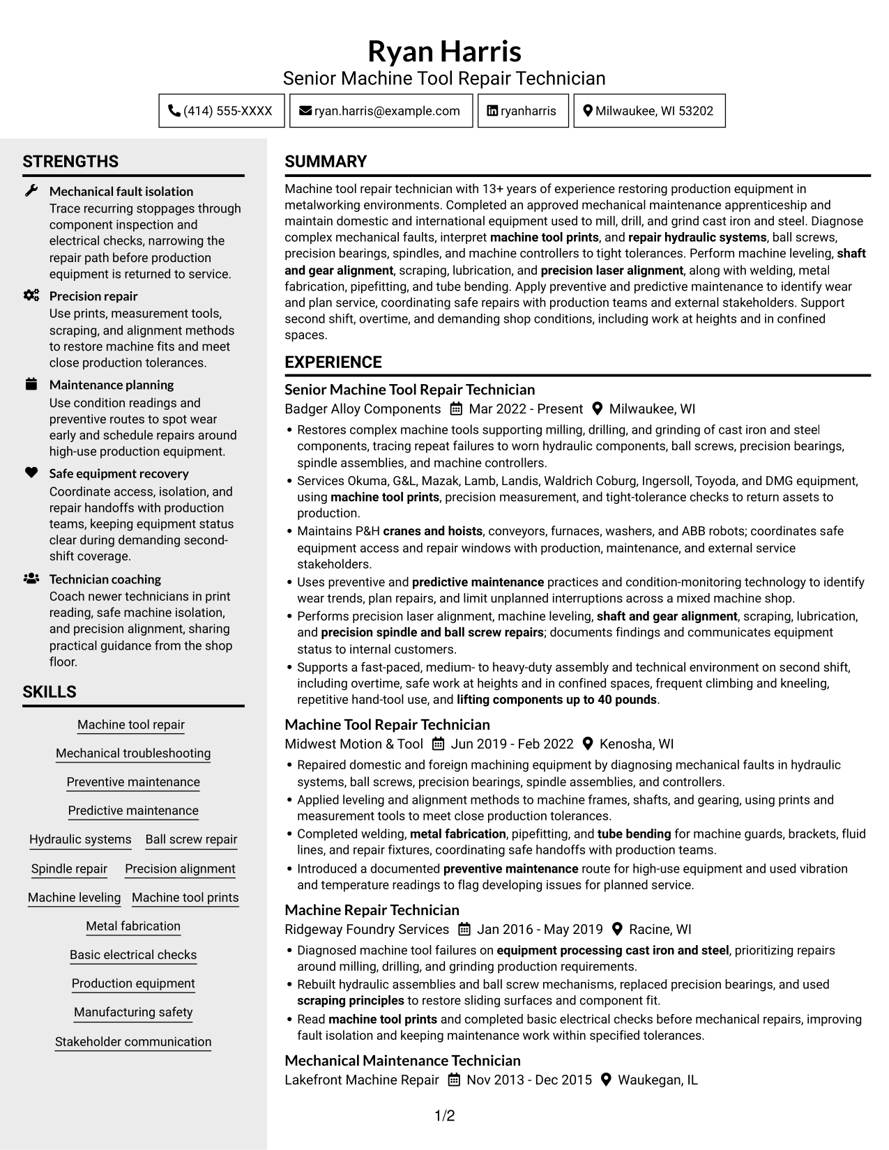 Resume example — page 1