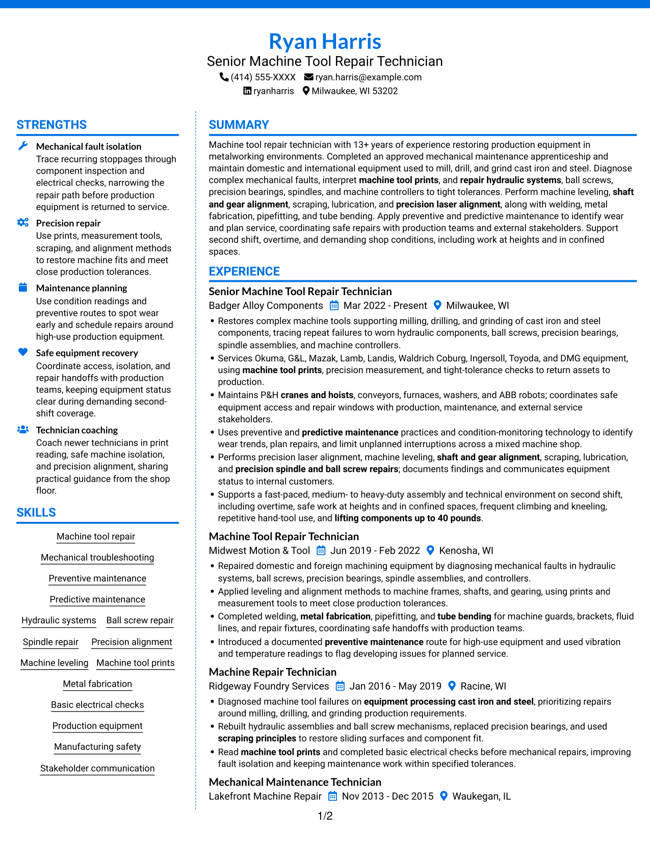 Resume example — page 1