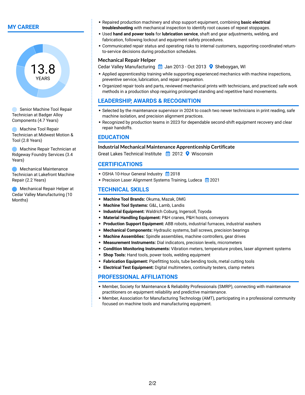 Resume example — page 2