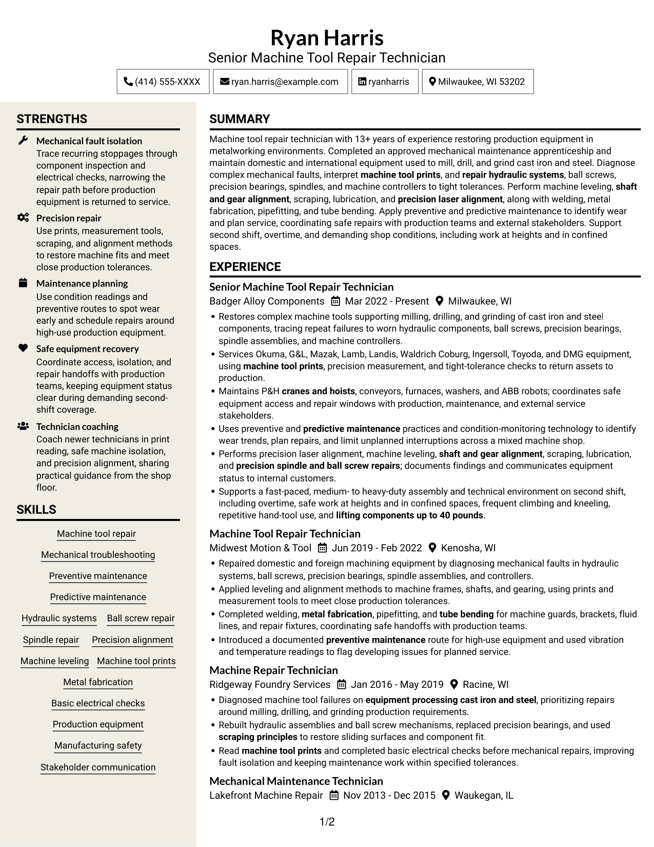 Resume example — page 1
