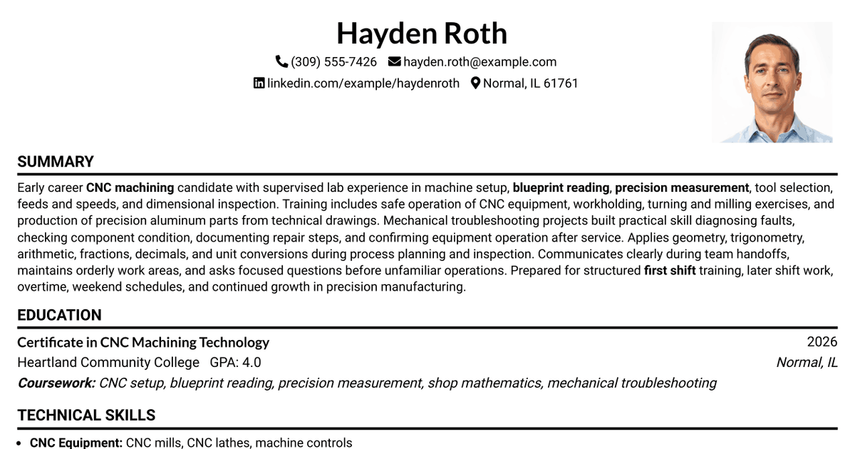7 Machining Trainee Resume Templates with Example