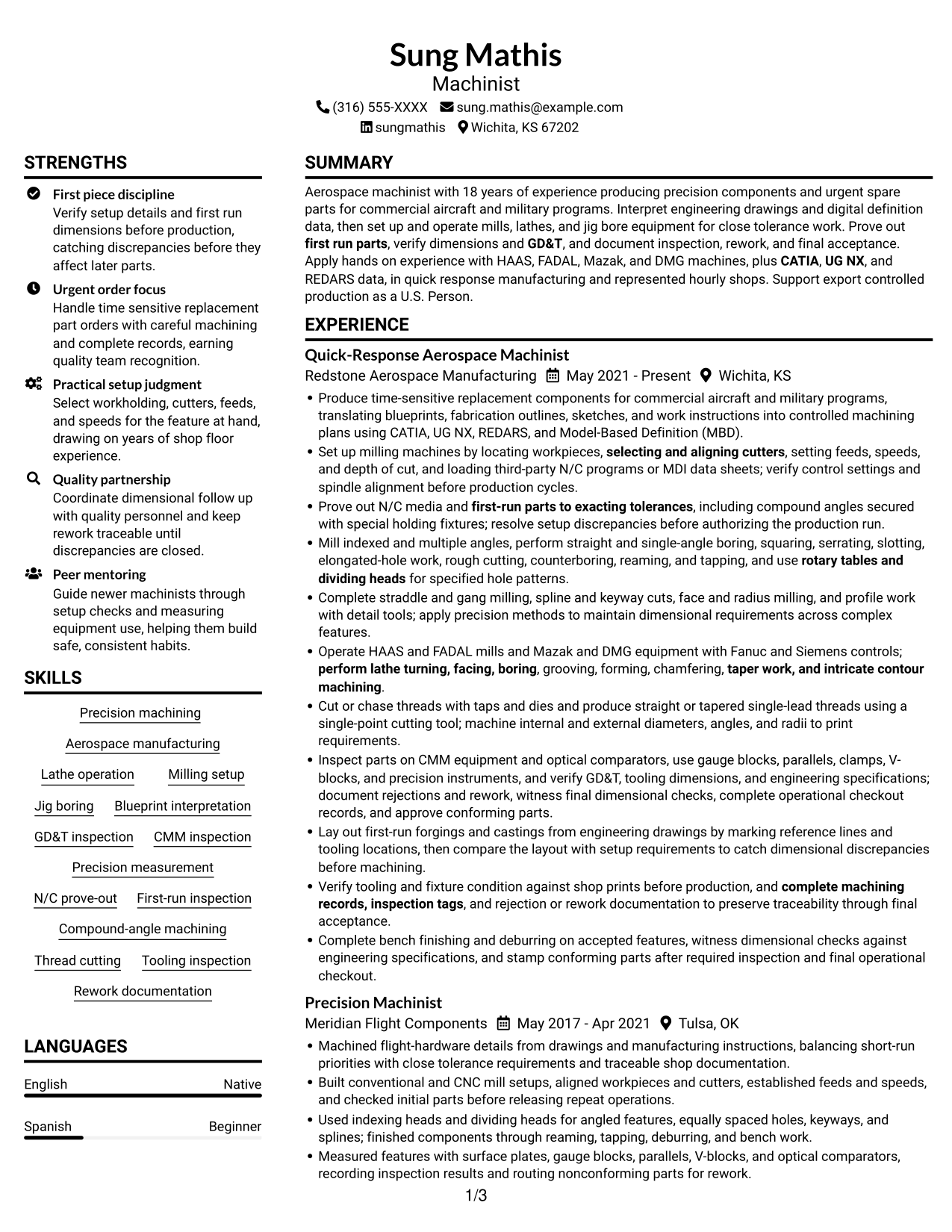 Resume example — page 1