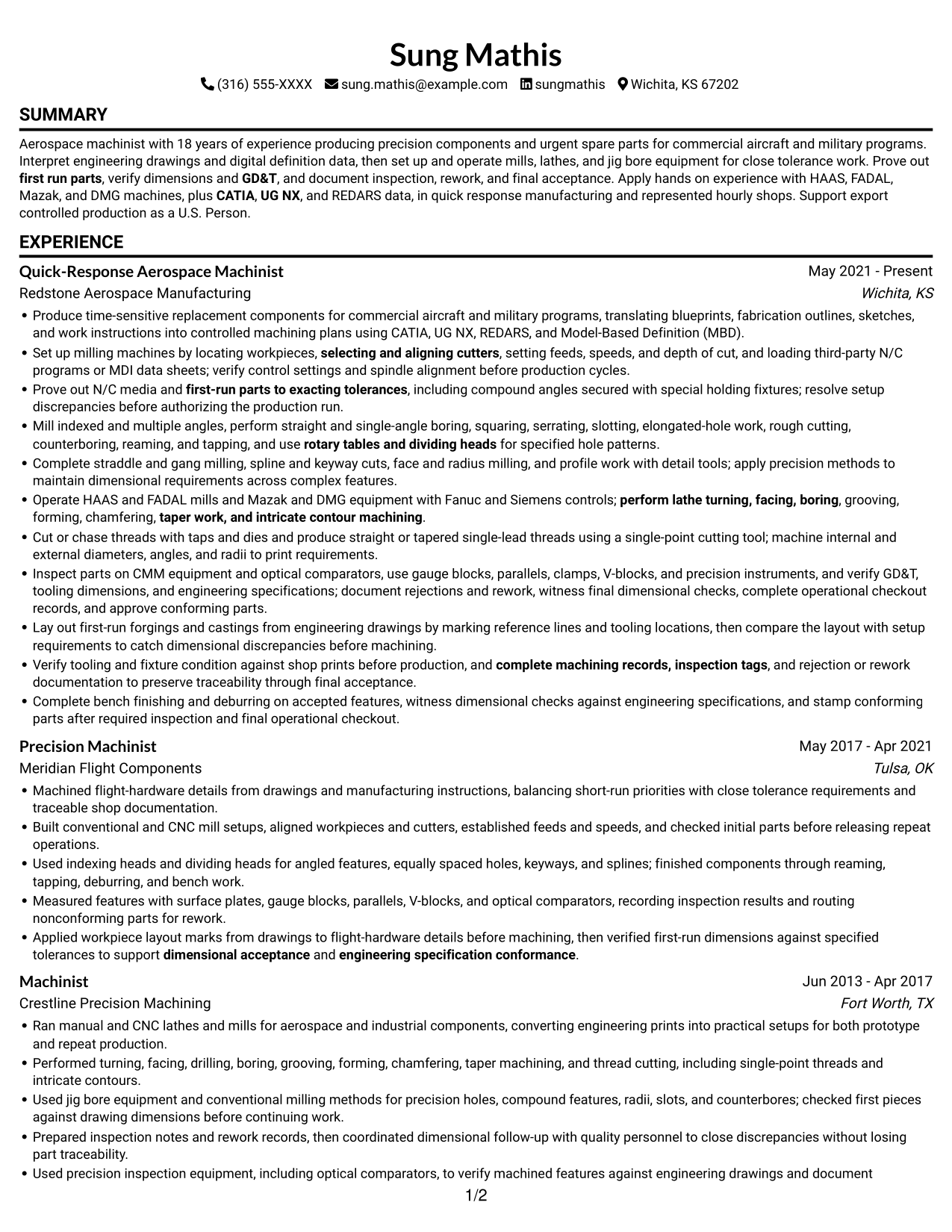 Resume example — page 1