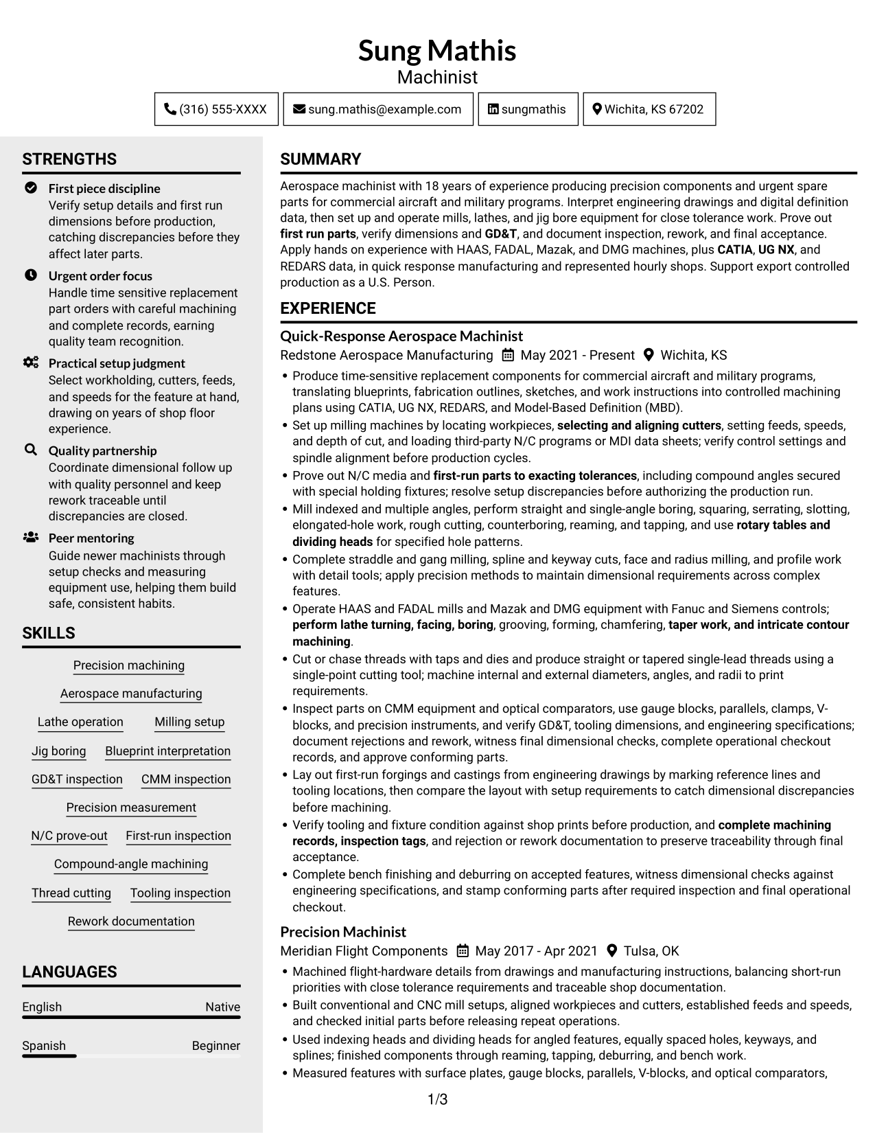 Resume example — page 1