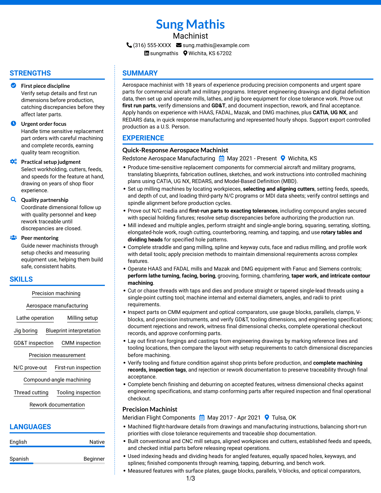 Resume example — page 1
