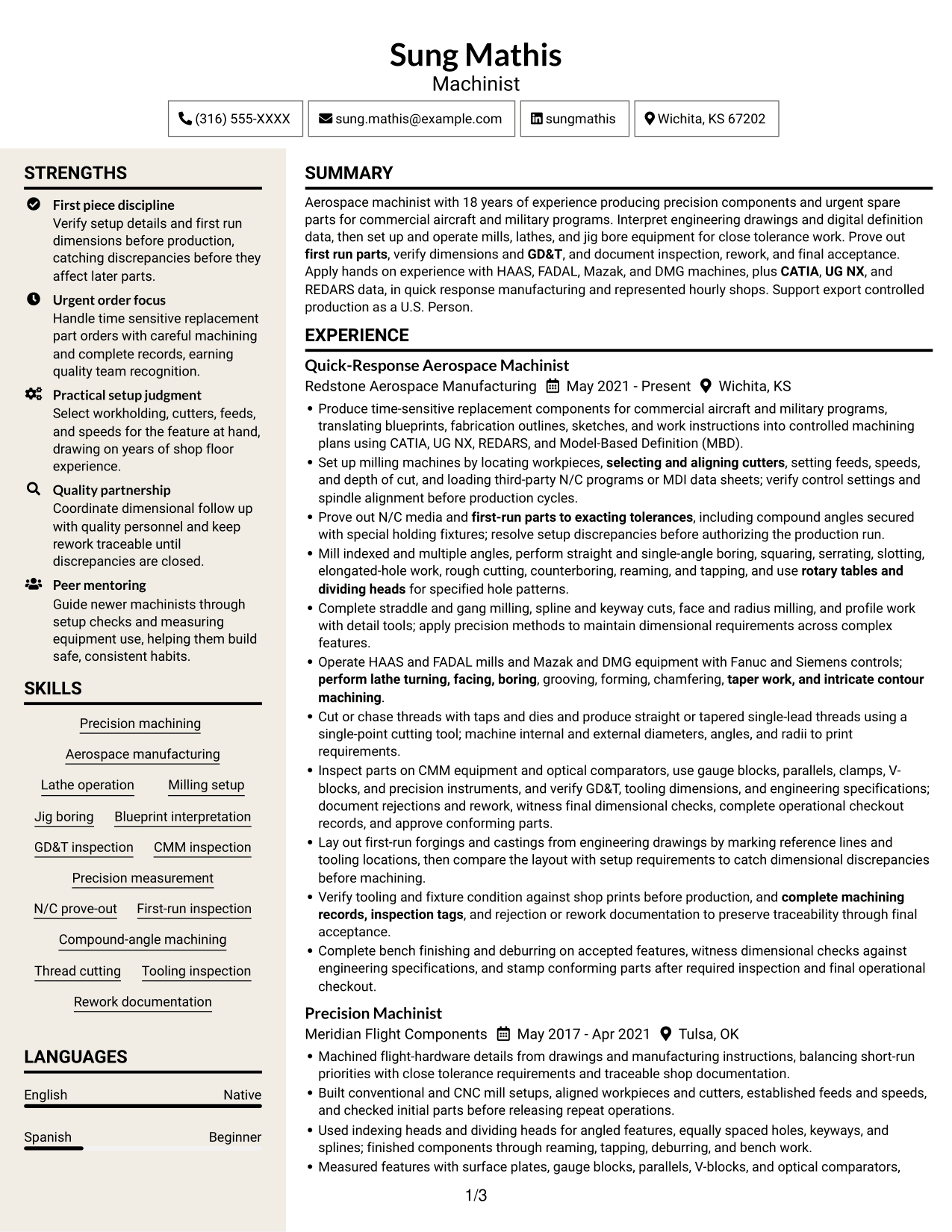 Resume example — page 1