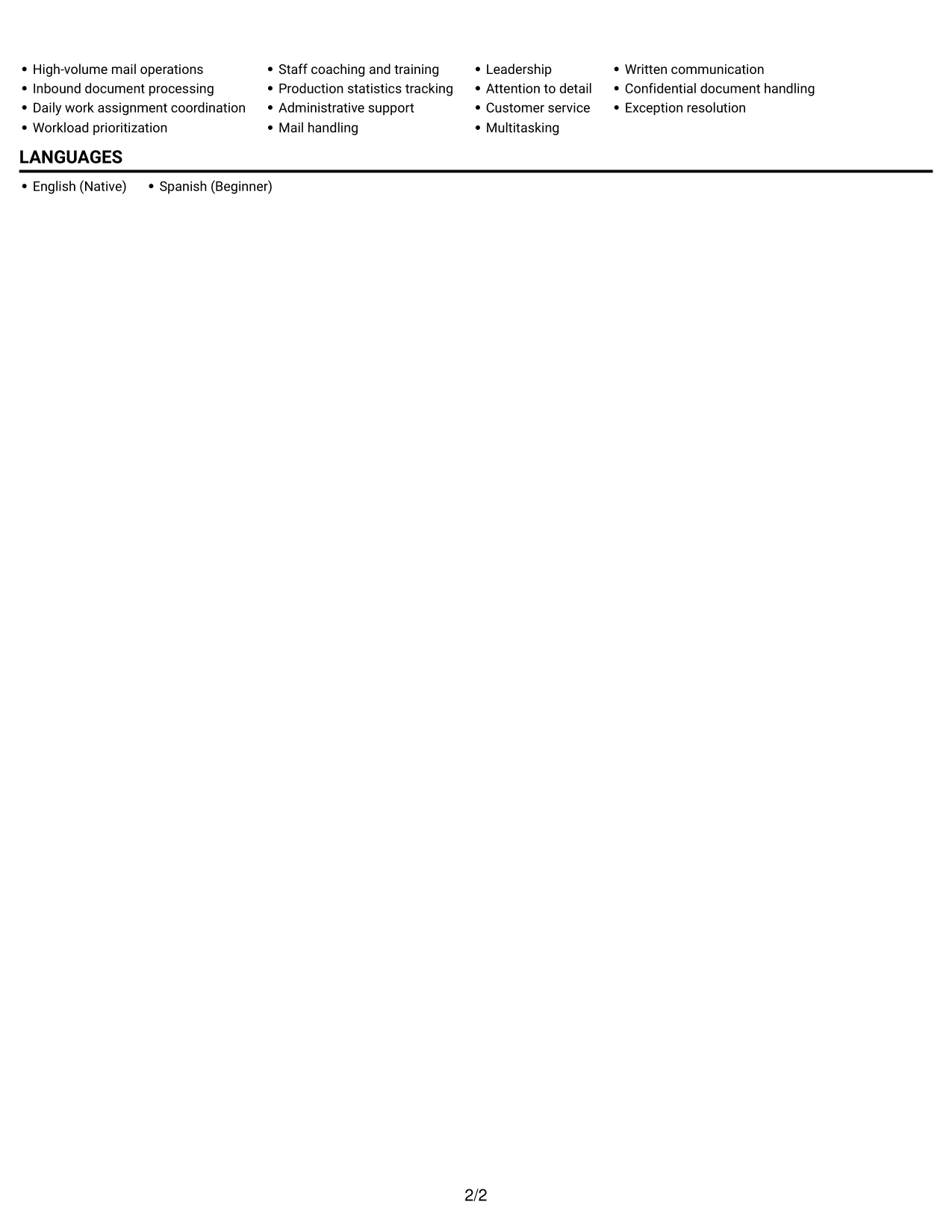 Resume example — page 2