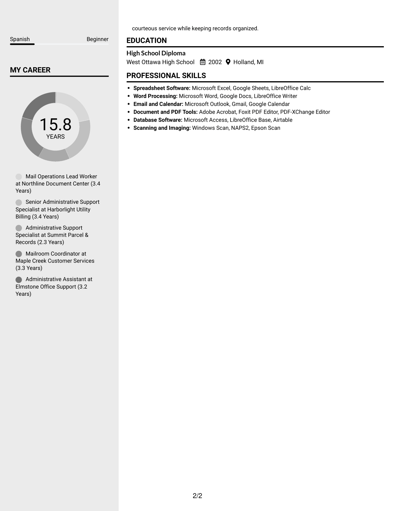 Resume example — page 2