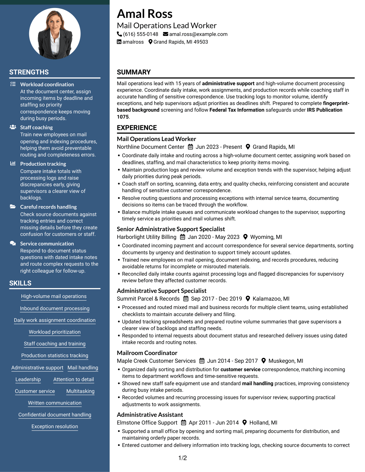 Resume example — page 1