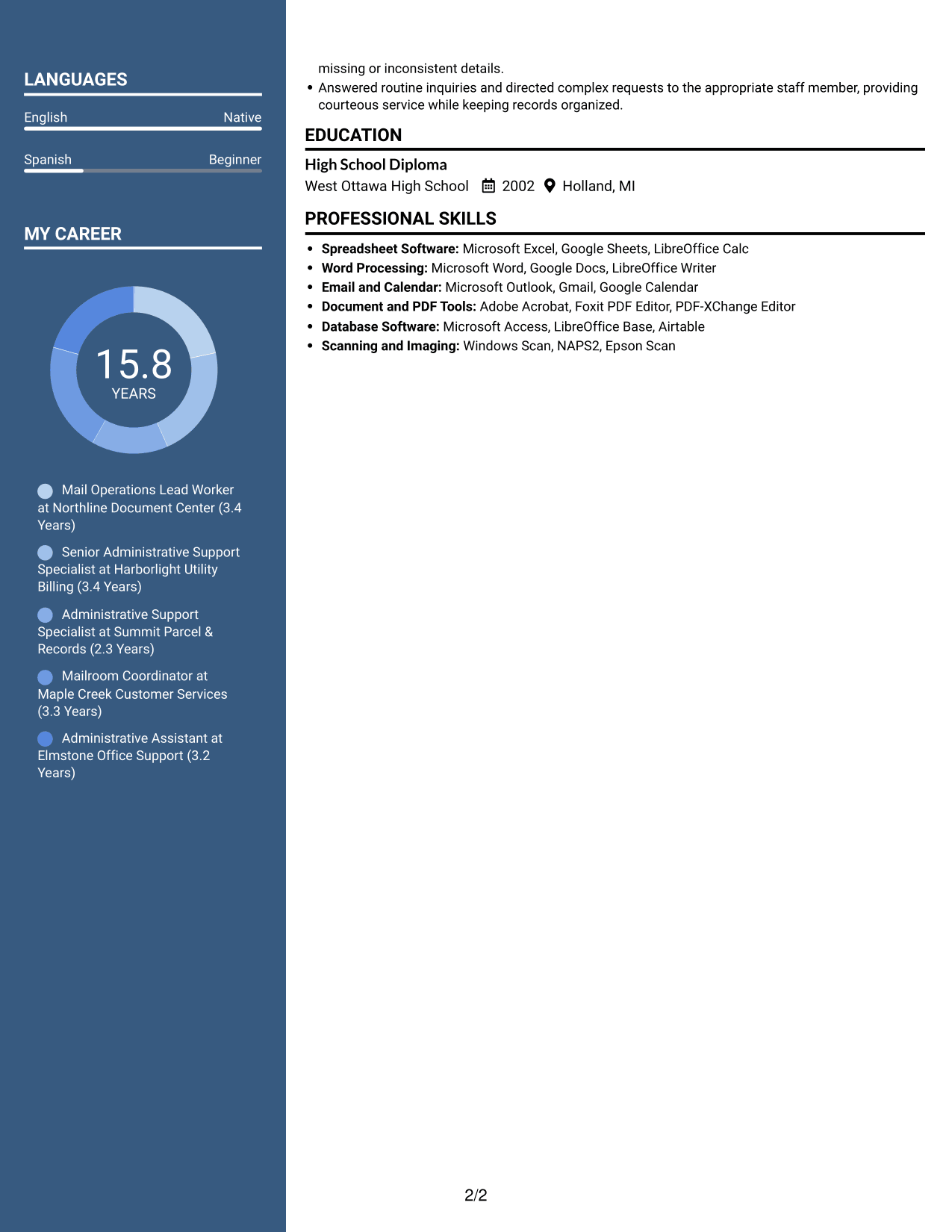 Resume example — page 2