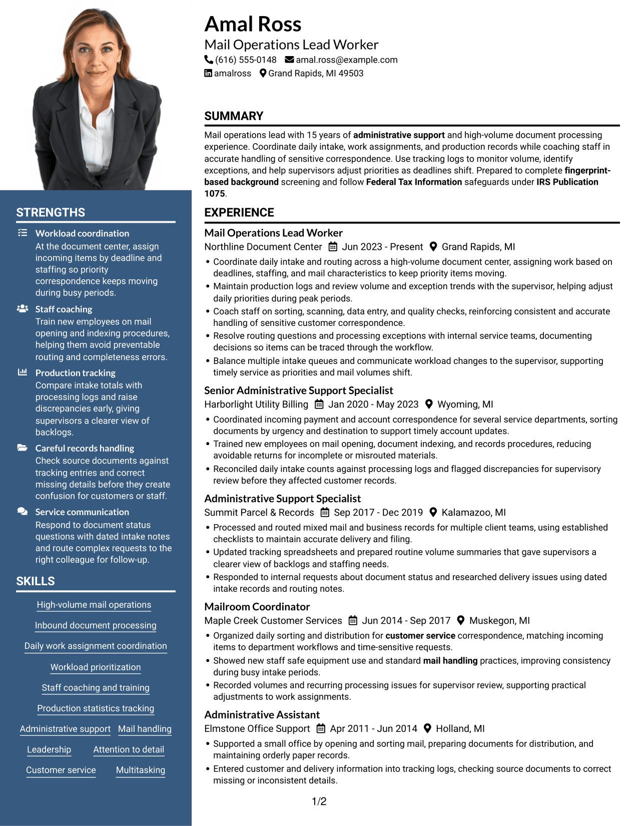 Resume example — page 1