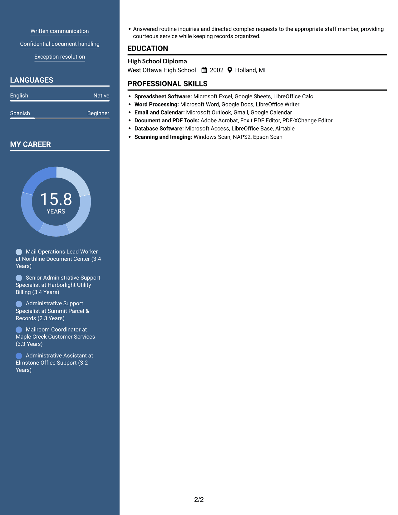 Resume example — page 2