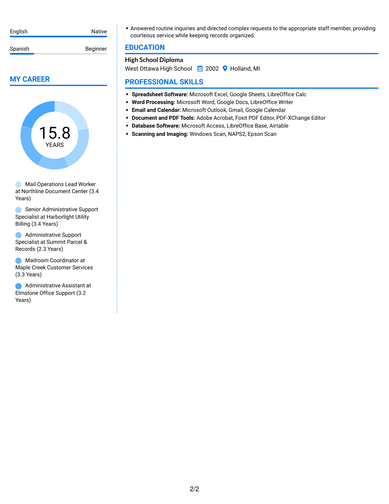 Resume example — page 2
