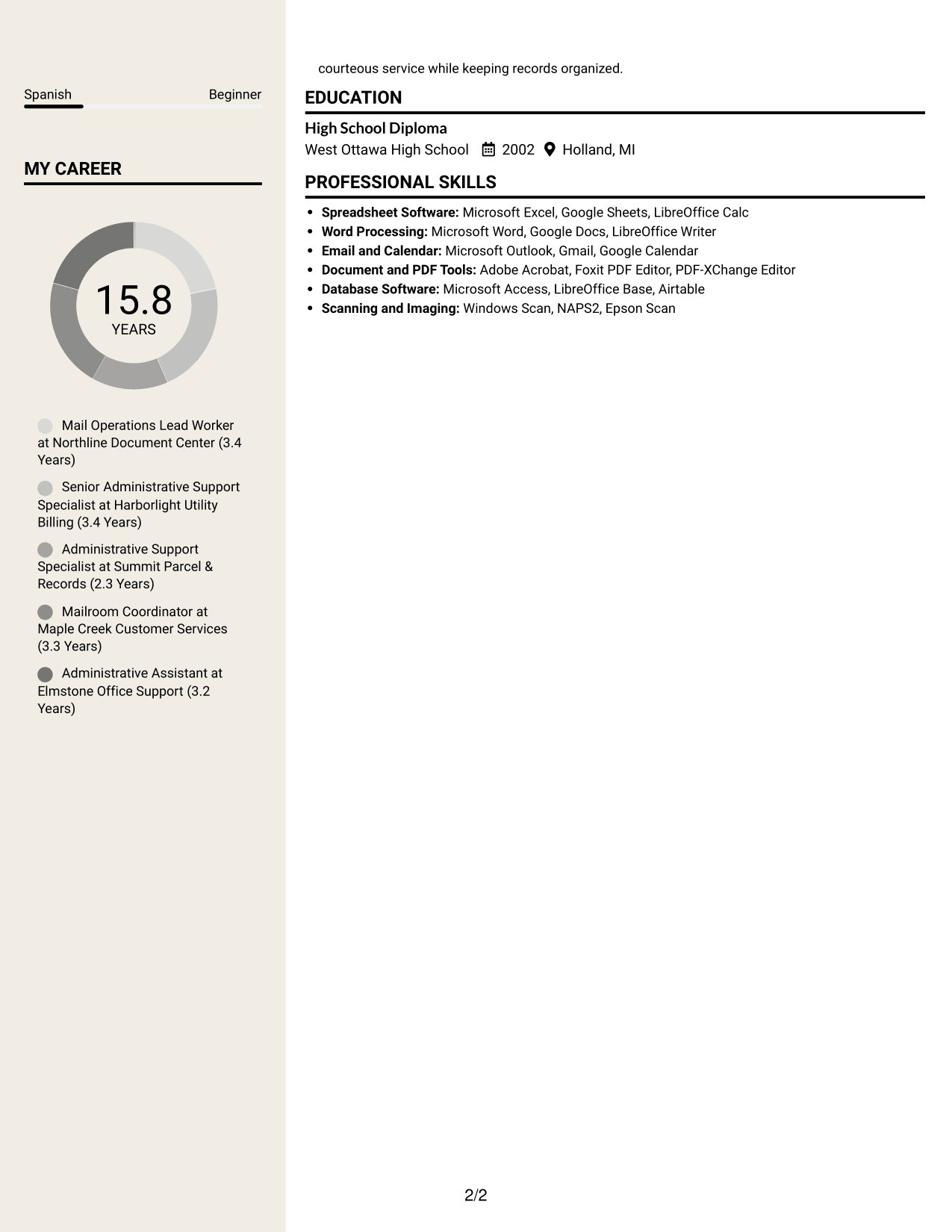 Resume example — page 2