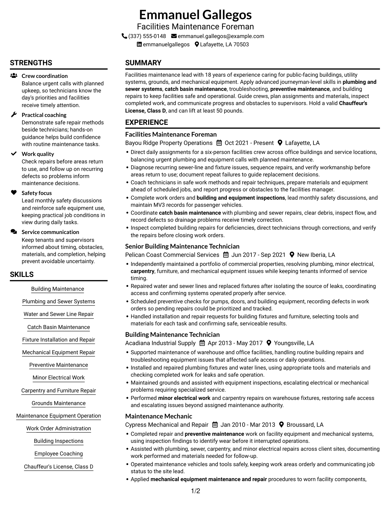 Resume example — page 1