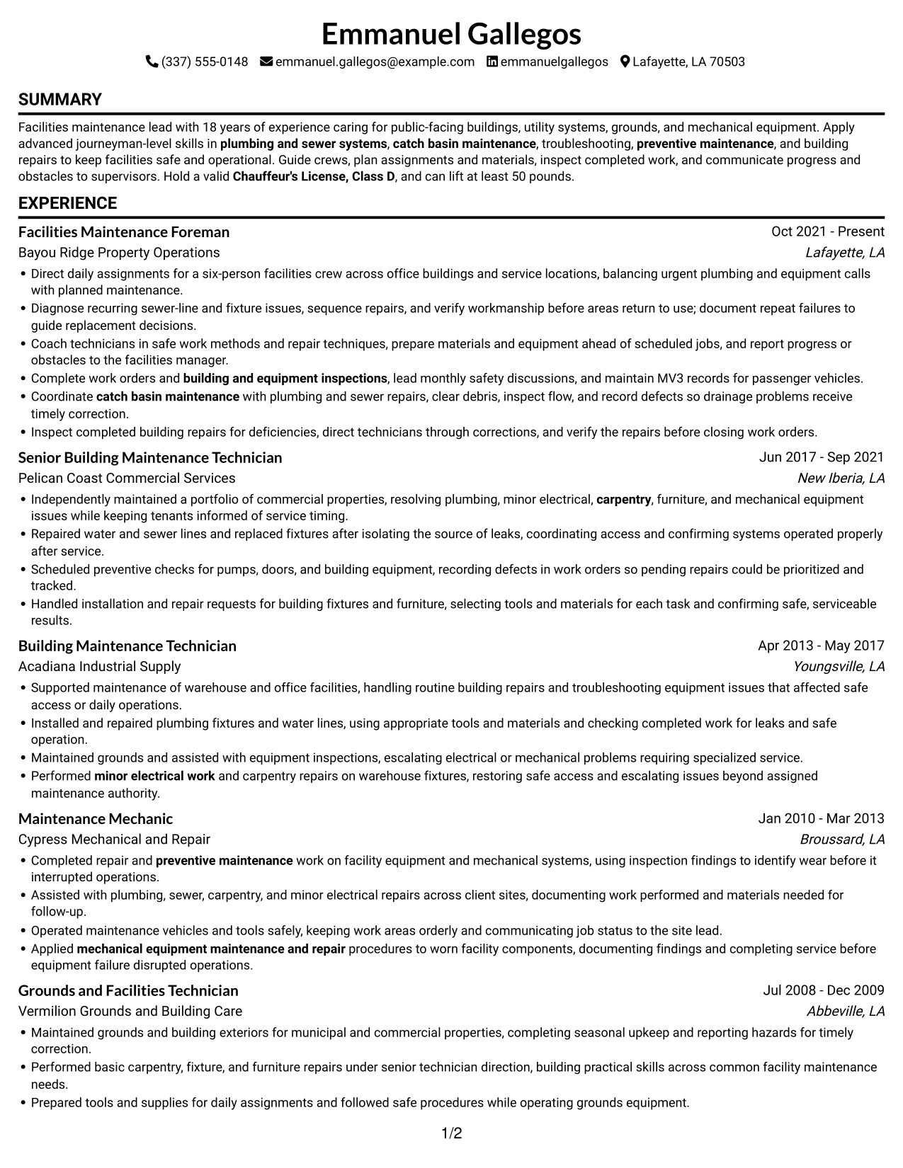 Resume example — page 1