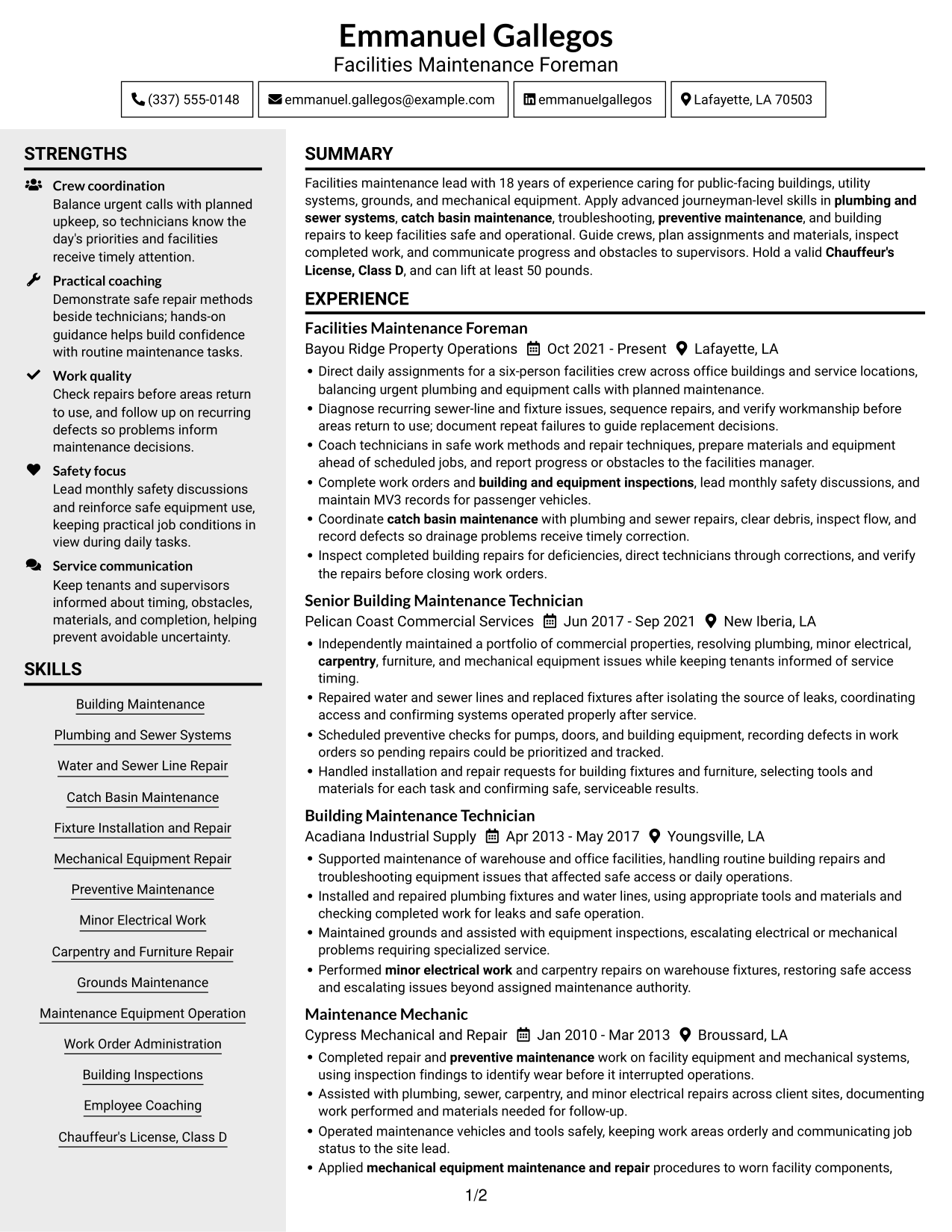 Resume example — page 1