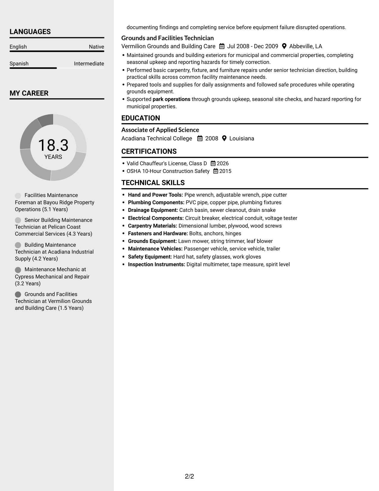 Resume example — page 2