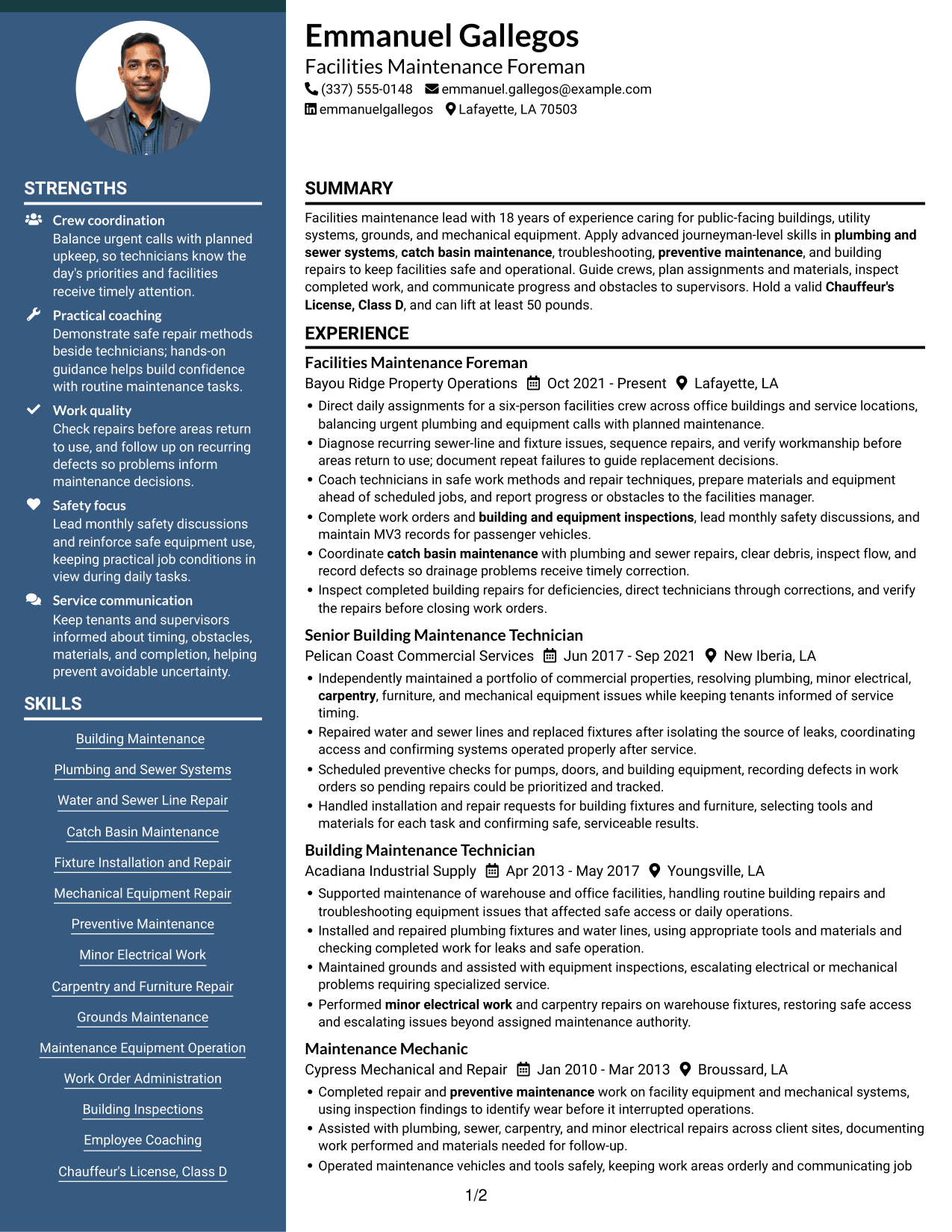 Resume example — page 1