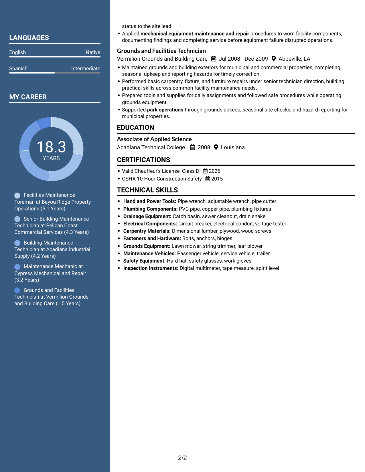 Resume example — page 2