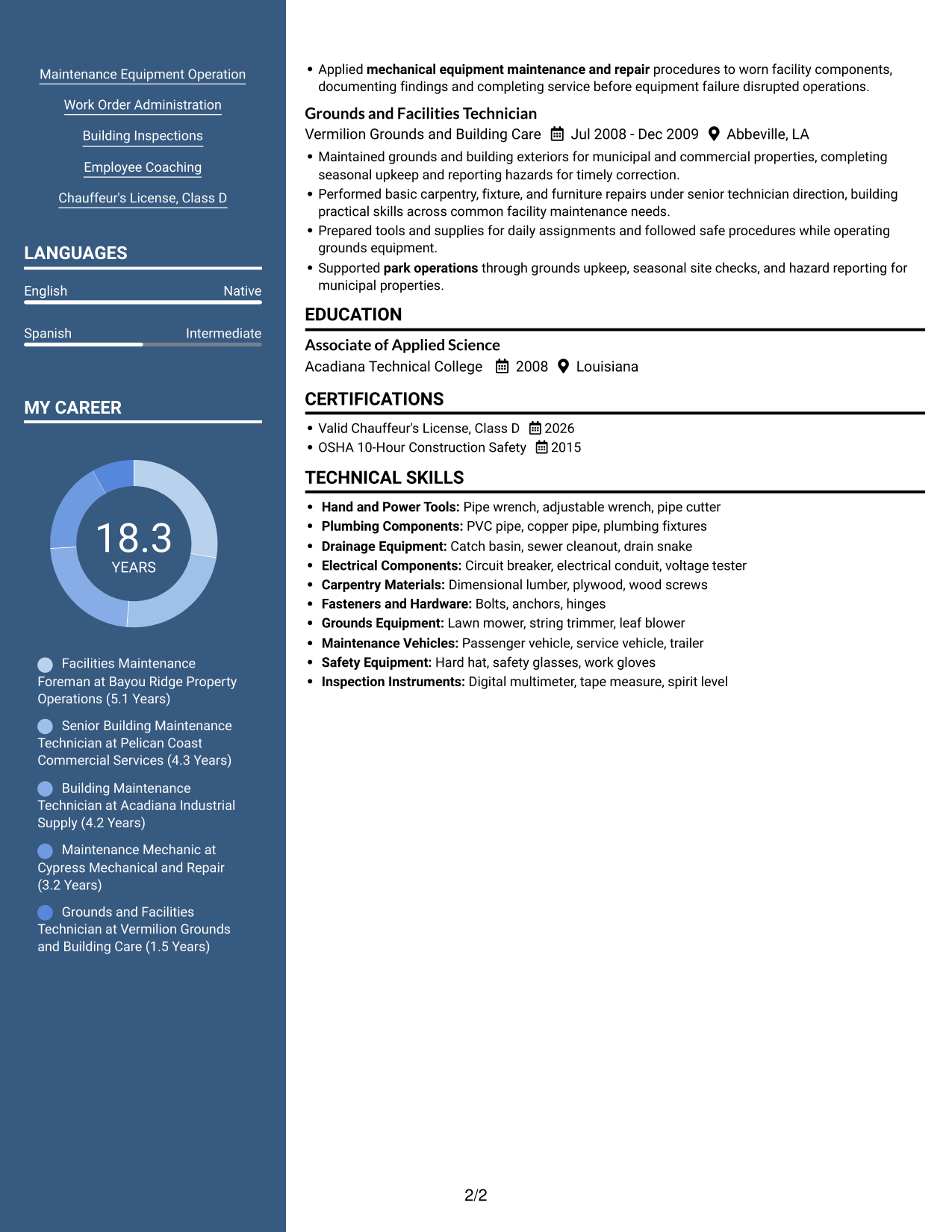 Resume example — page 2