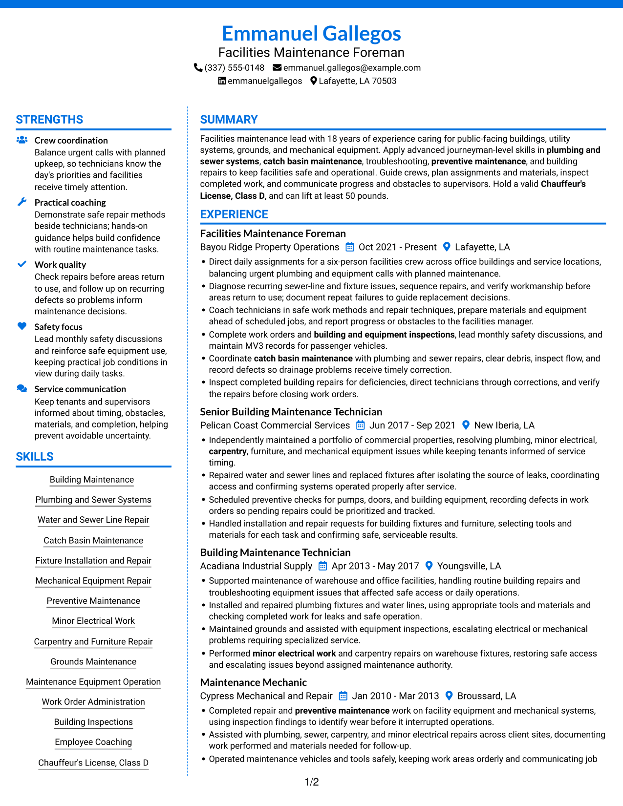 Resume example — page 1
