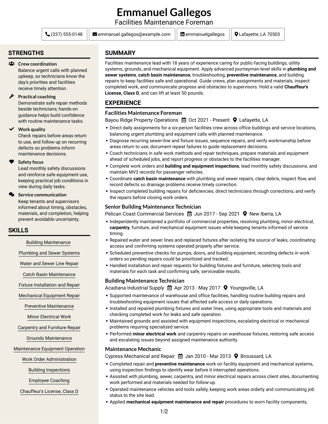 Resume example — page 1